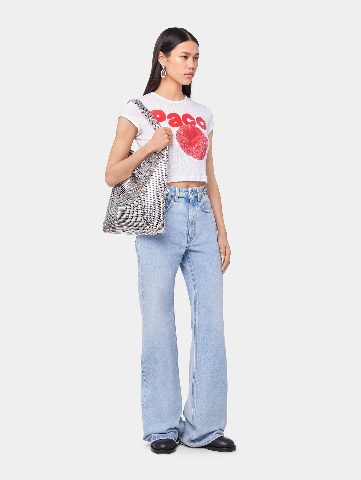 Silver Pixel metallic tote bag