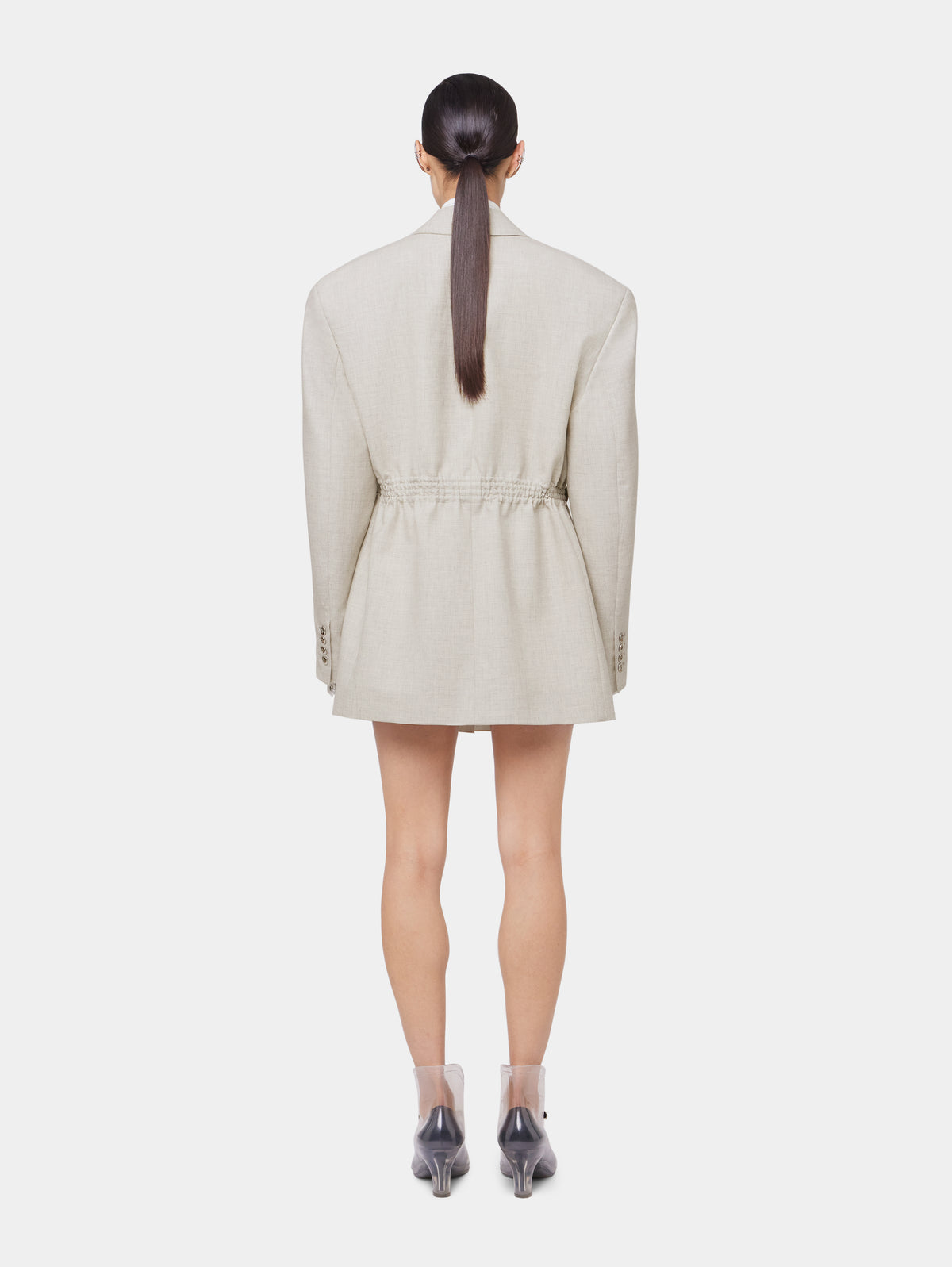 BEIGE BLAZER IN MOTTLED WOOL position 5