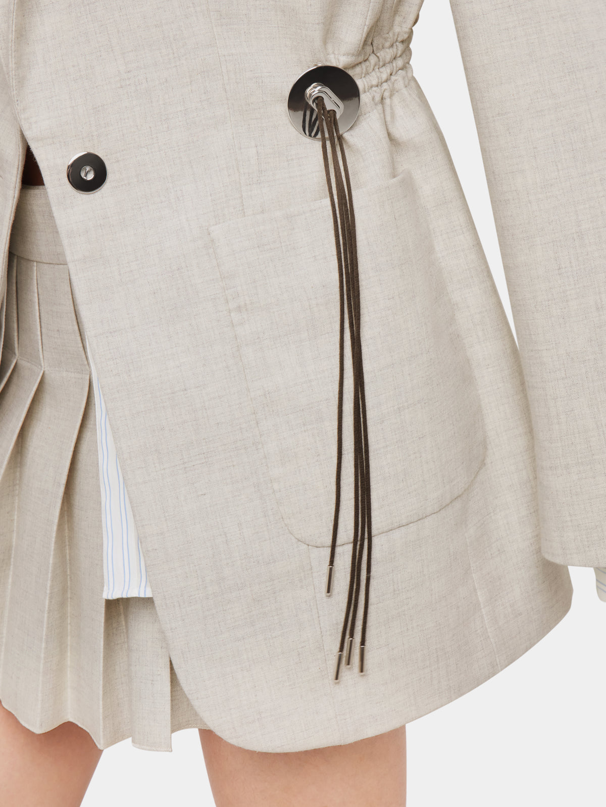 BEIGE BLAZER IN MOTTLED WOOL position 4