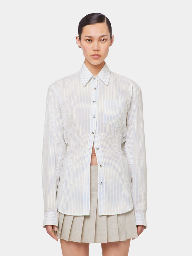 WHITE STRIPED SHIRT IN COTTON POPLIN