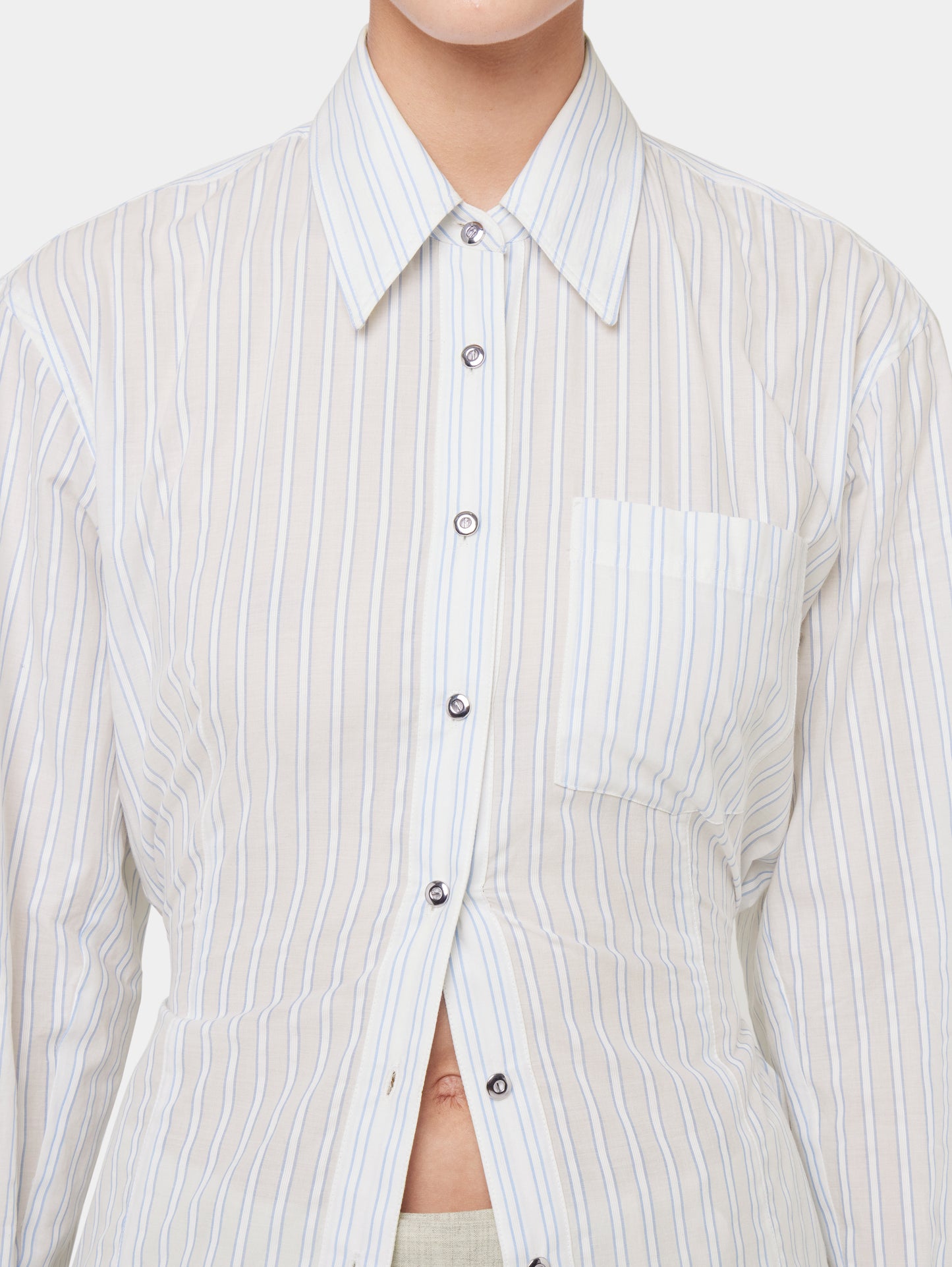 WHITE STRIPED SHIRT IN COTTON POPLIN position 4