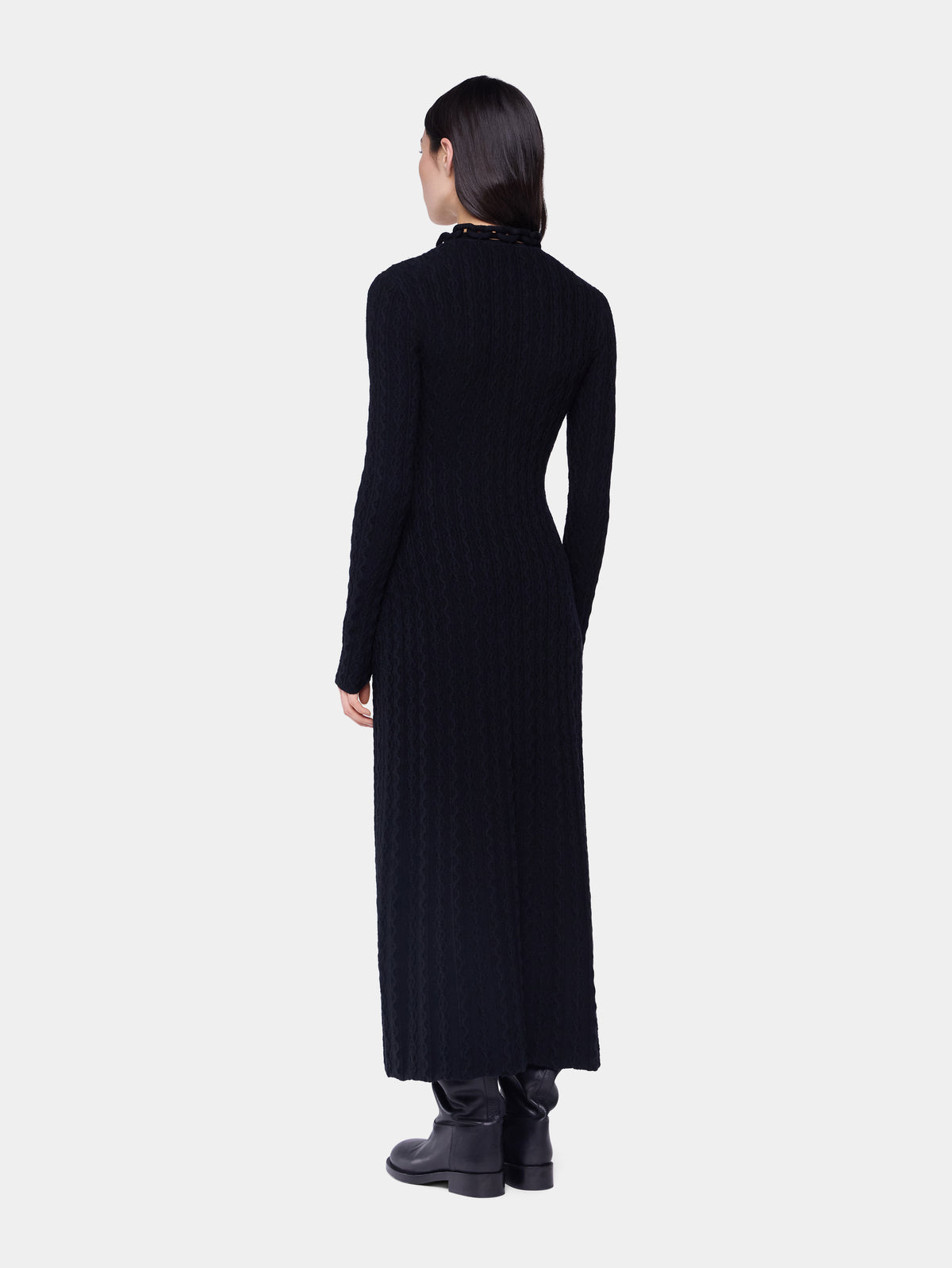 Black long dress in wool position 3 - Image 3