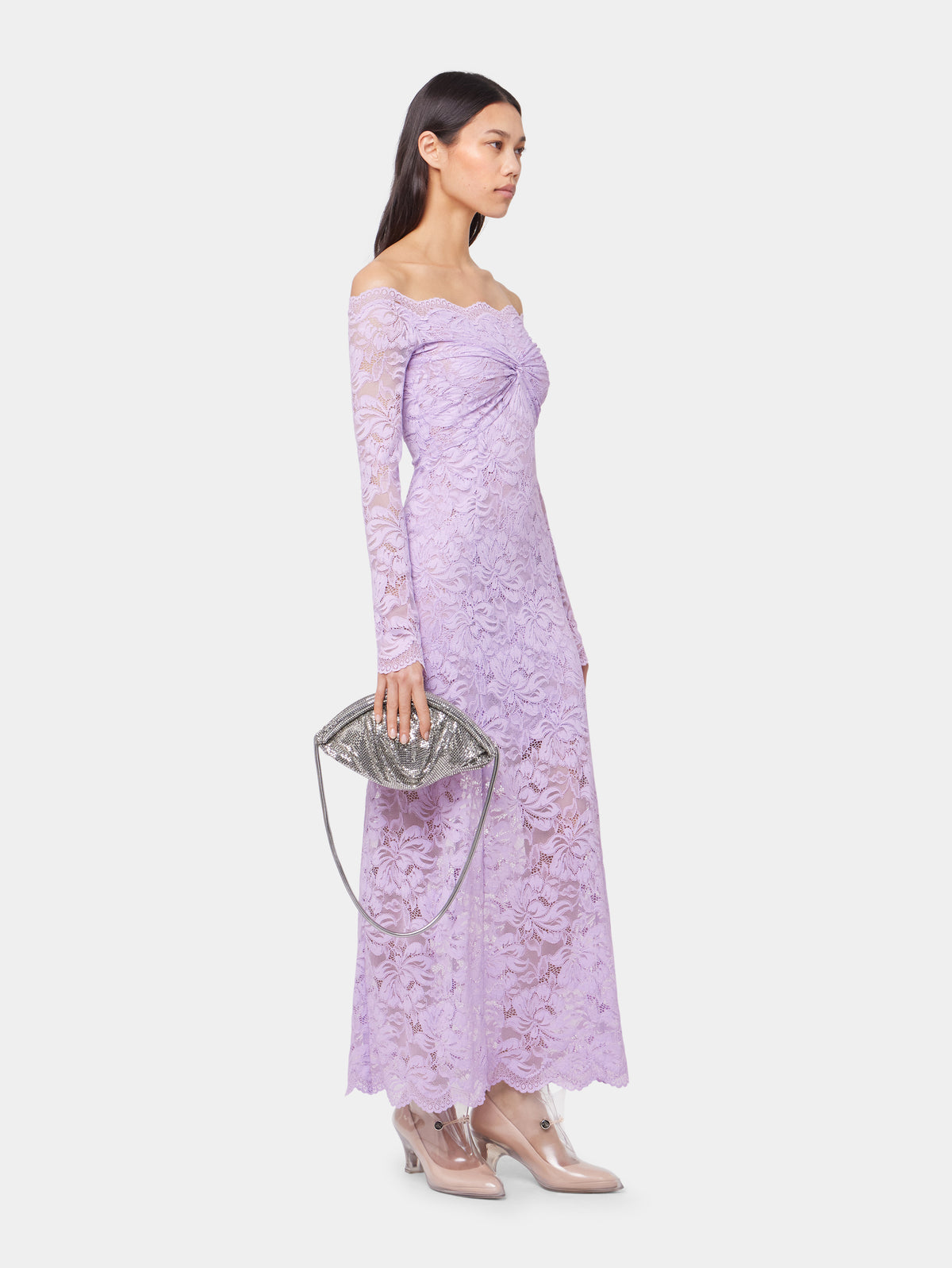 LAVENDER LONG DRESS IN LACE position 2 - Image 2
