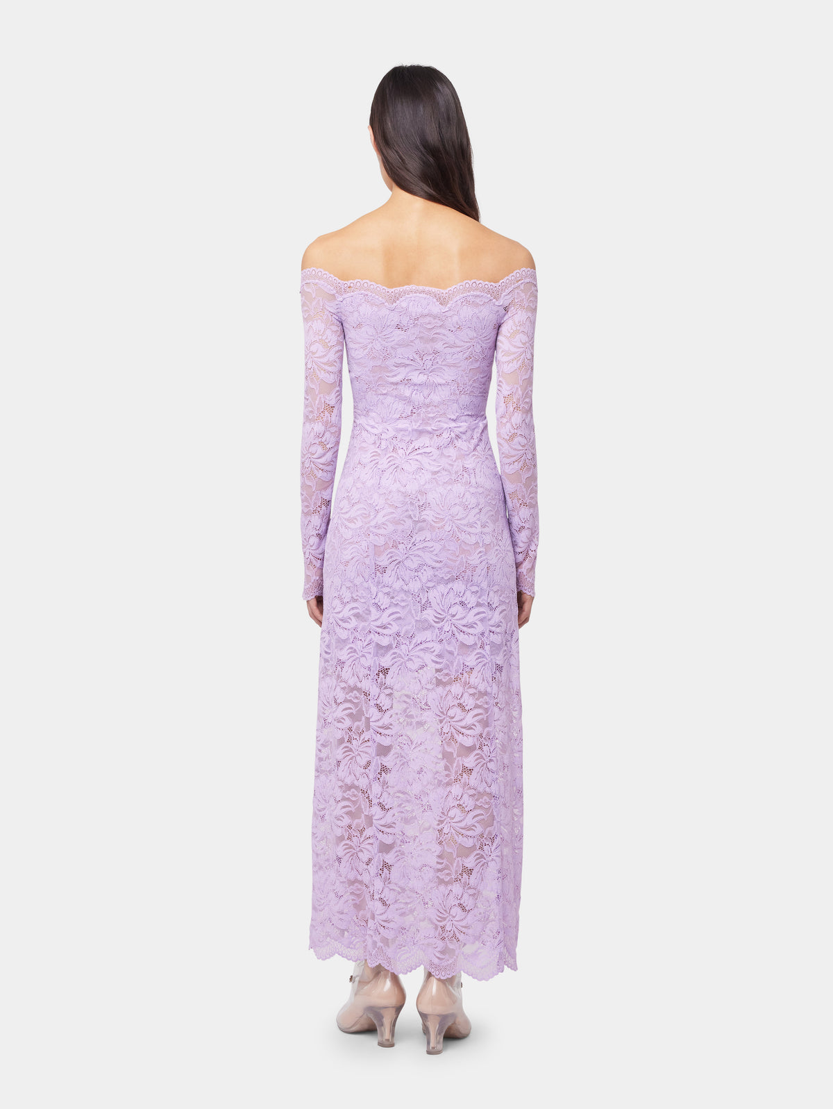 LAVENDER LONG DRESS IN LACE position 3