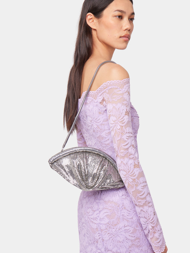 SILVER MESH EVENING CLUTCH