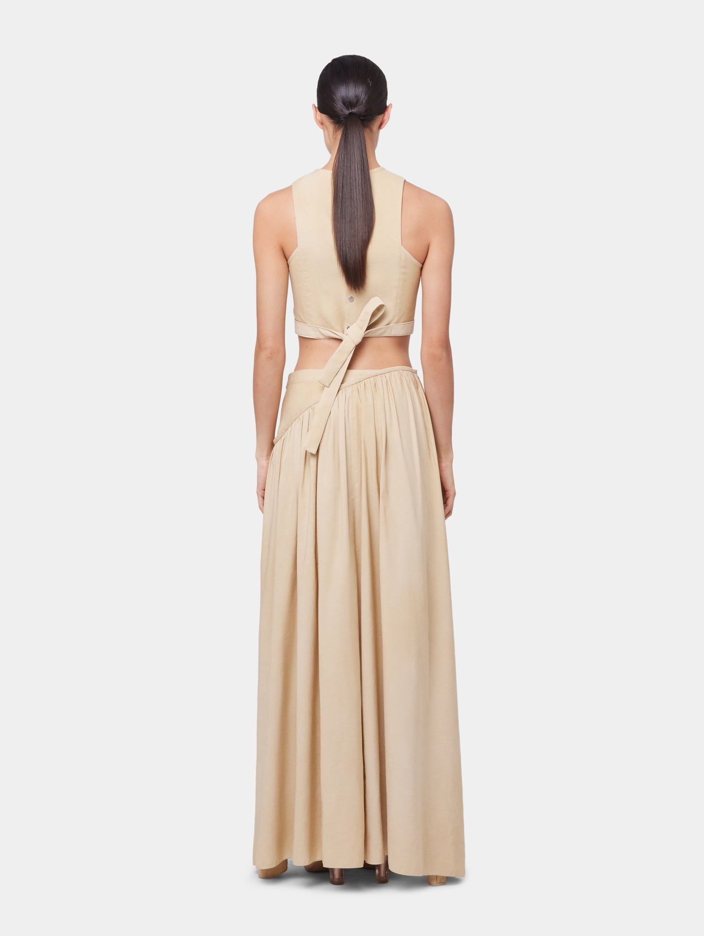 OCHRE CROP TOP IN VISCOSE TWILL position 5