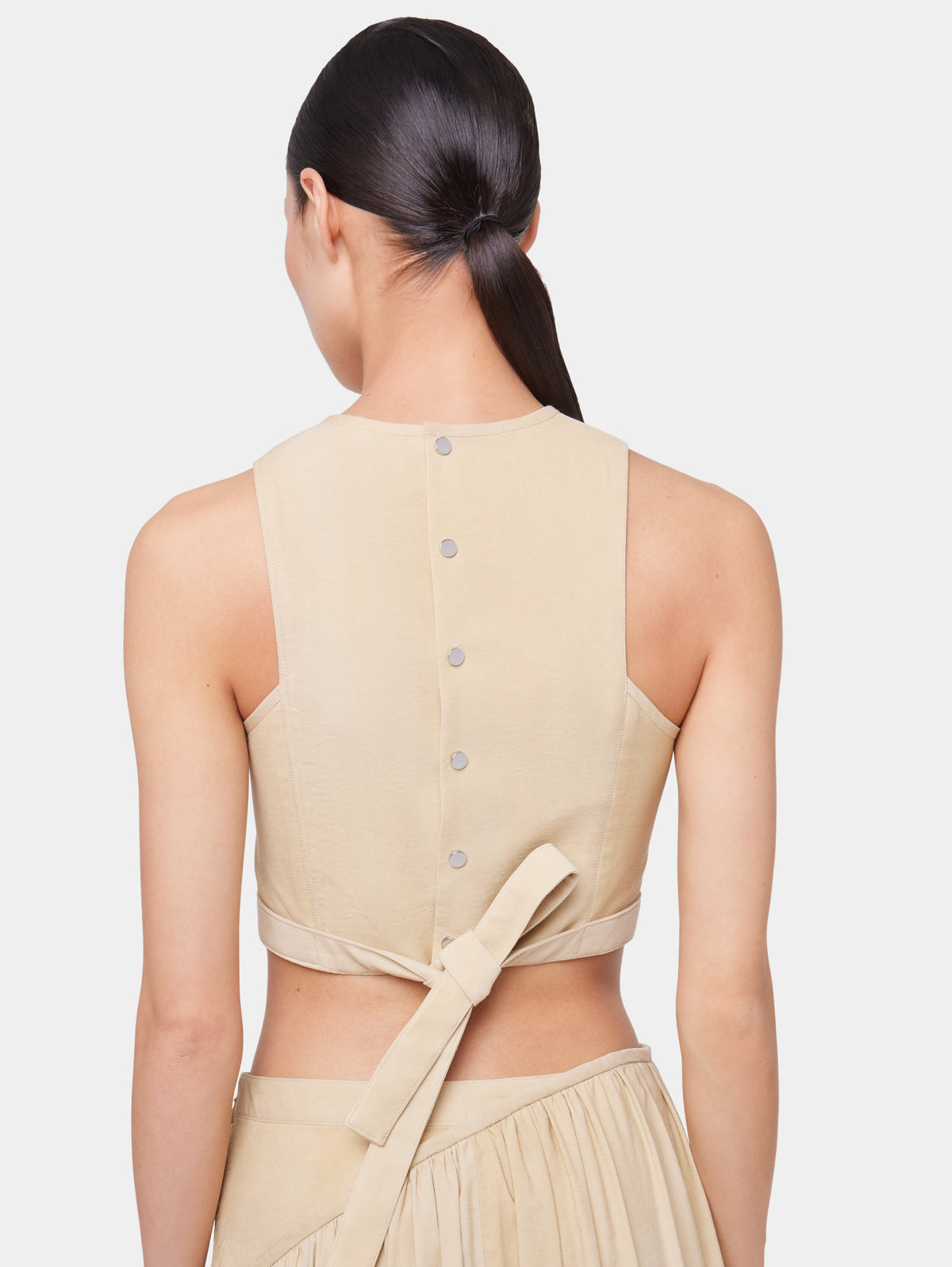 OCHRE CROP TOP IN VISCOSE TWILL position 3