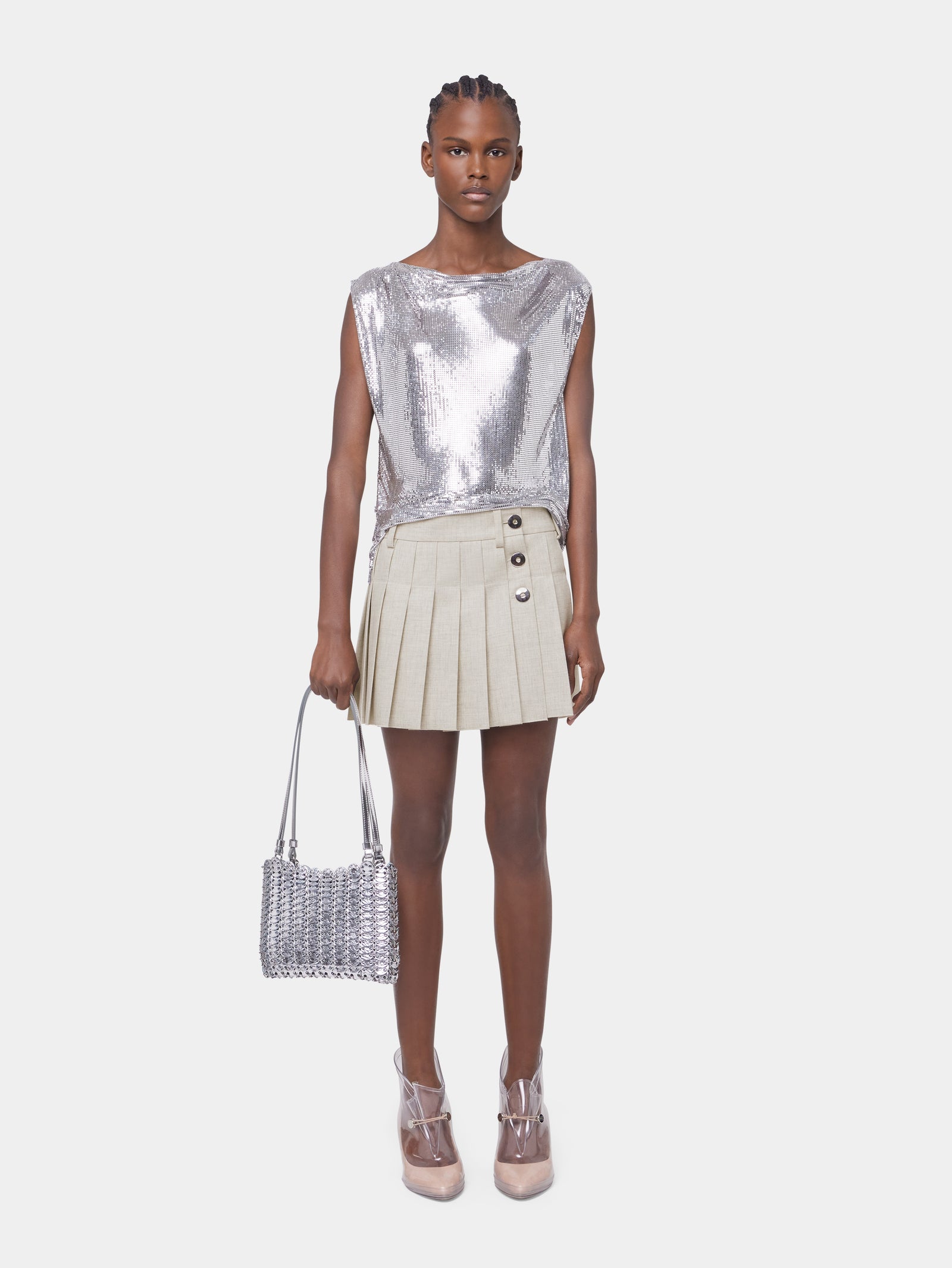 Top in a silver mini mesh - Image 2