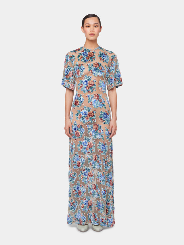 LONG DRESS IN FLORAL JACQUARD