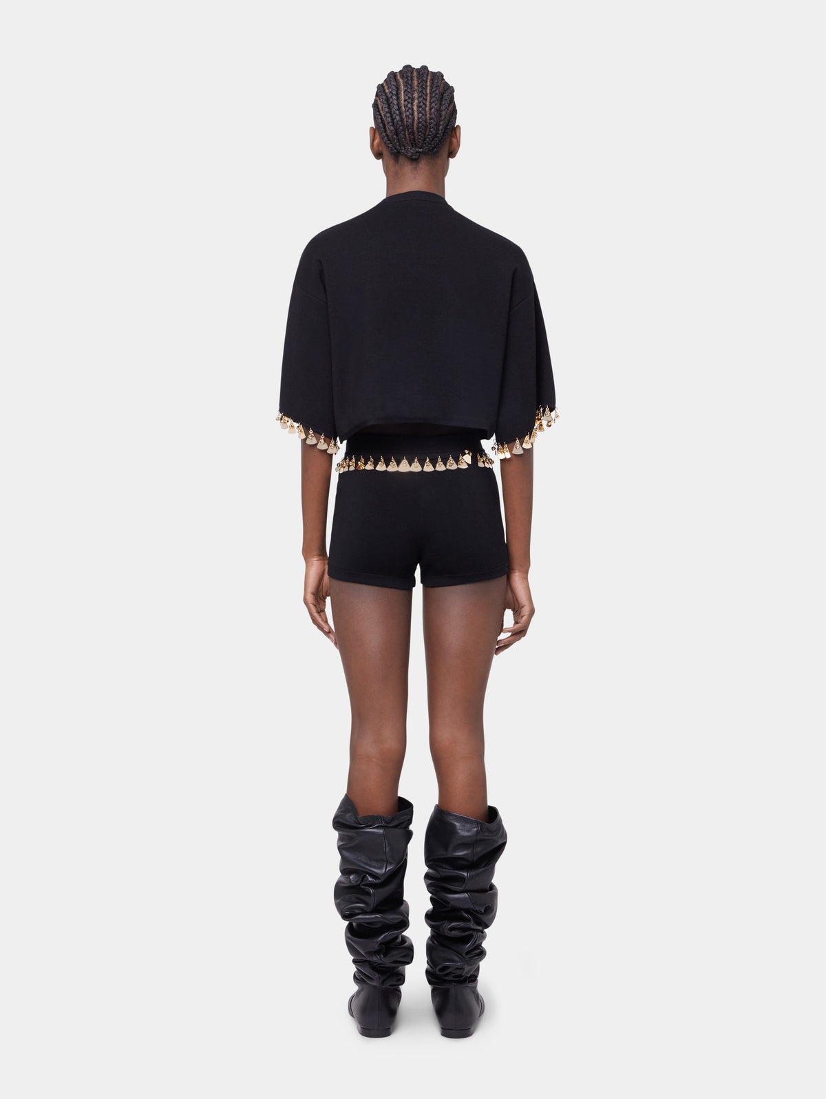 BLACK MINI SHORTS IN COTTON AND SILK KNIT position 5