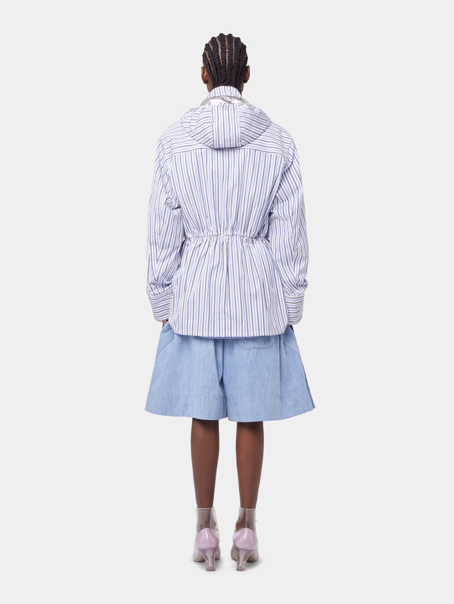 LIGHT BLUE HOODED PARKA IN COTTON POPLIN position 8