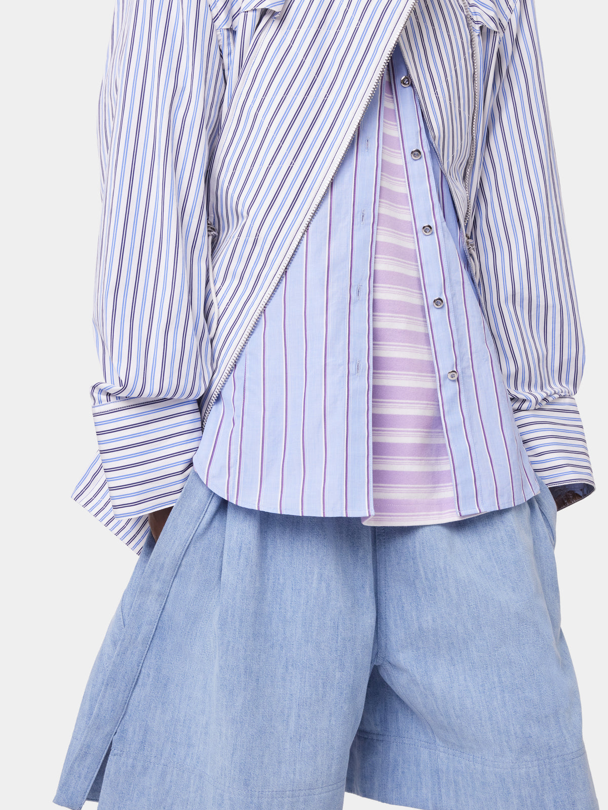 LIGHT BLUE HOODED PARKA IN COTTON POPLIN position 4
