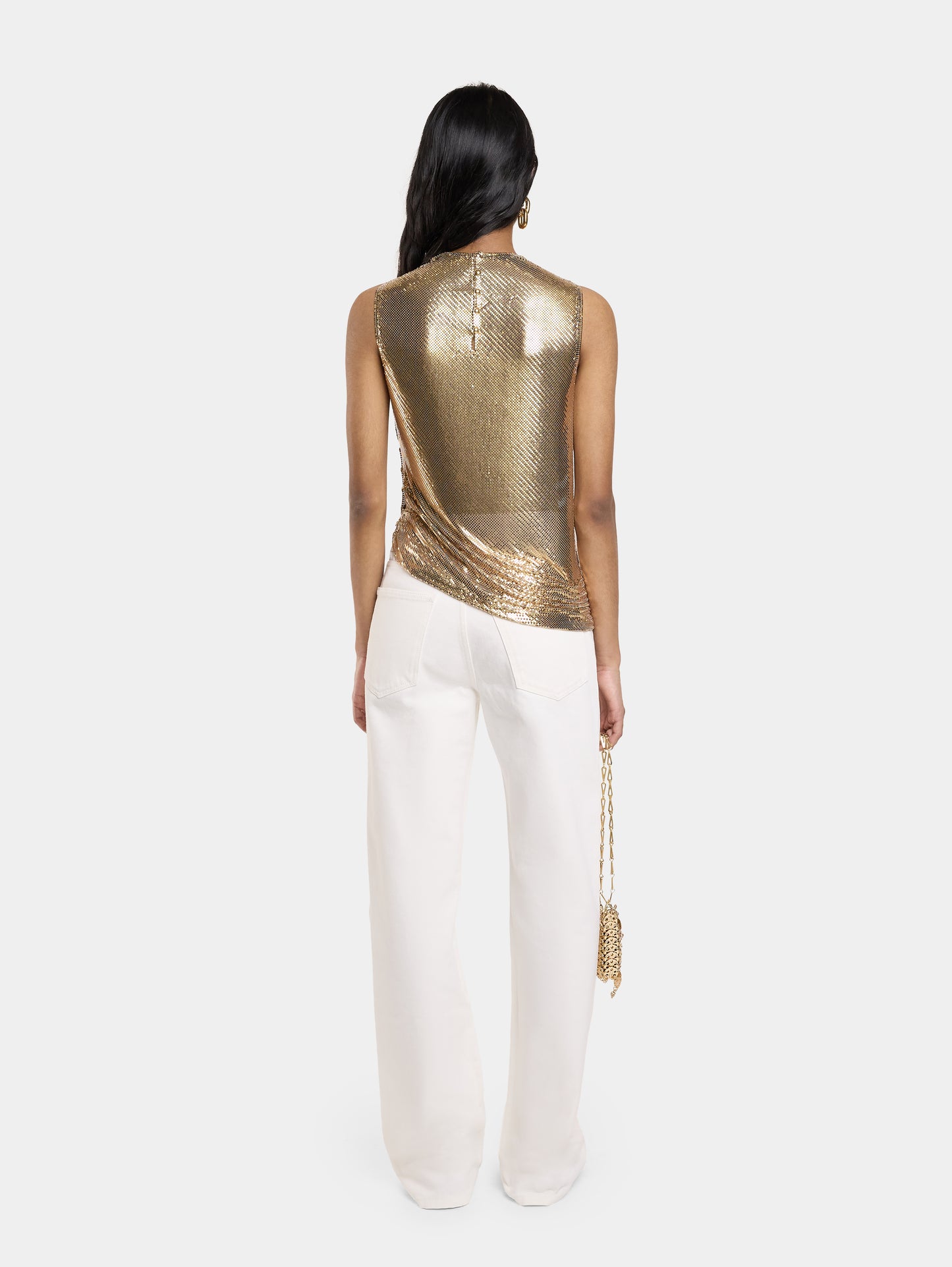 ASYMETRICAL DRAPED TOP IN MESH