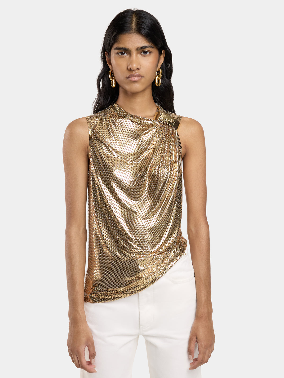 ASYMETRICAL DRAPED TOP IN MESH - Image 3