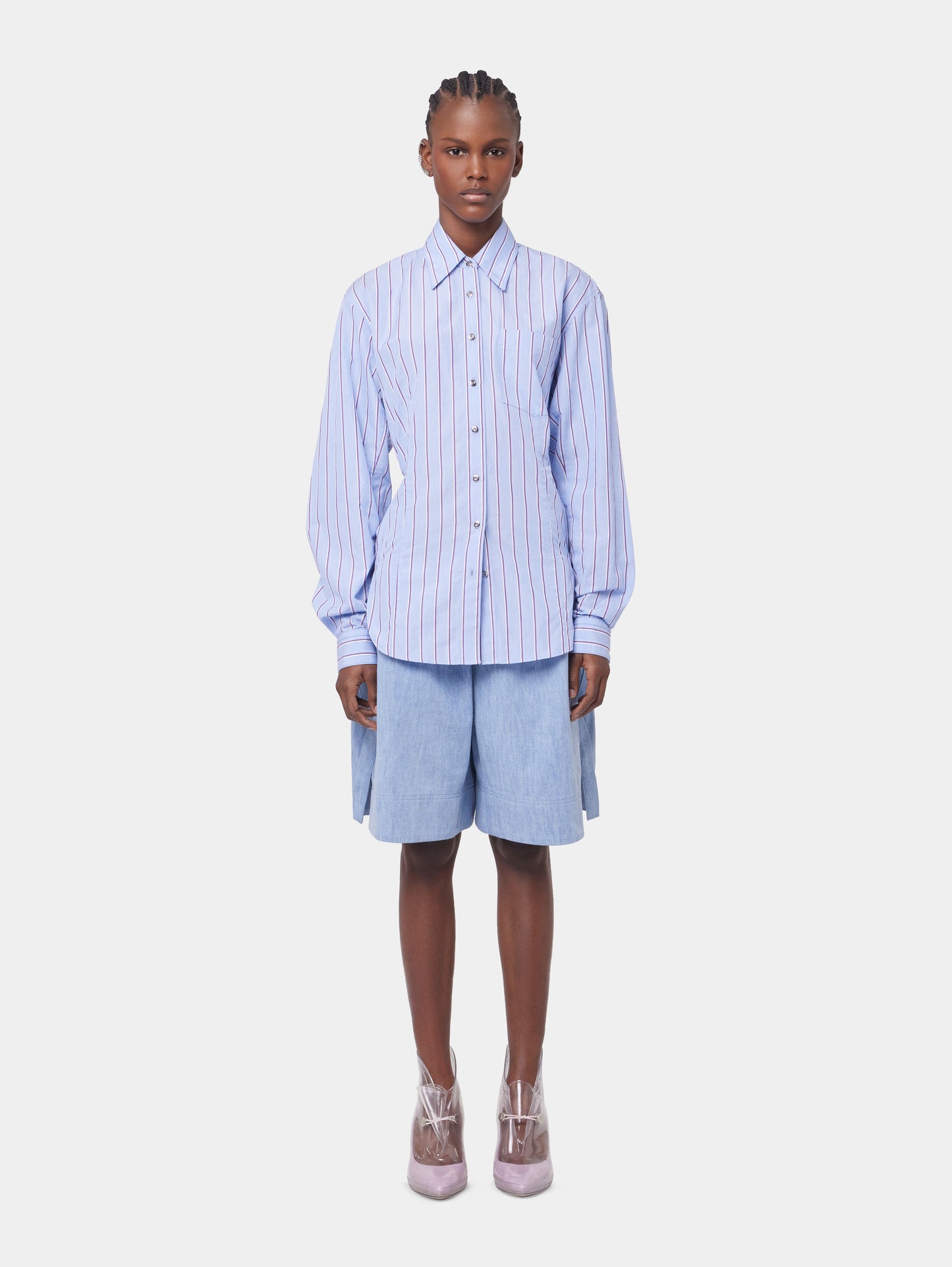 STRIPED WHITE AND BLUE SHIRT IN COTTON POPLIN position 2