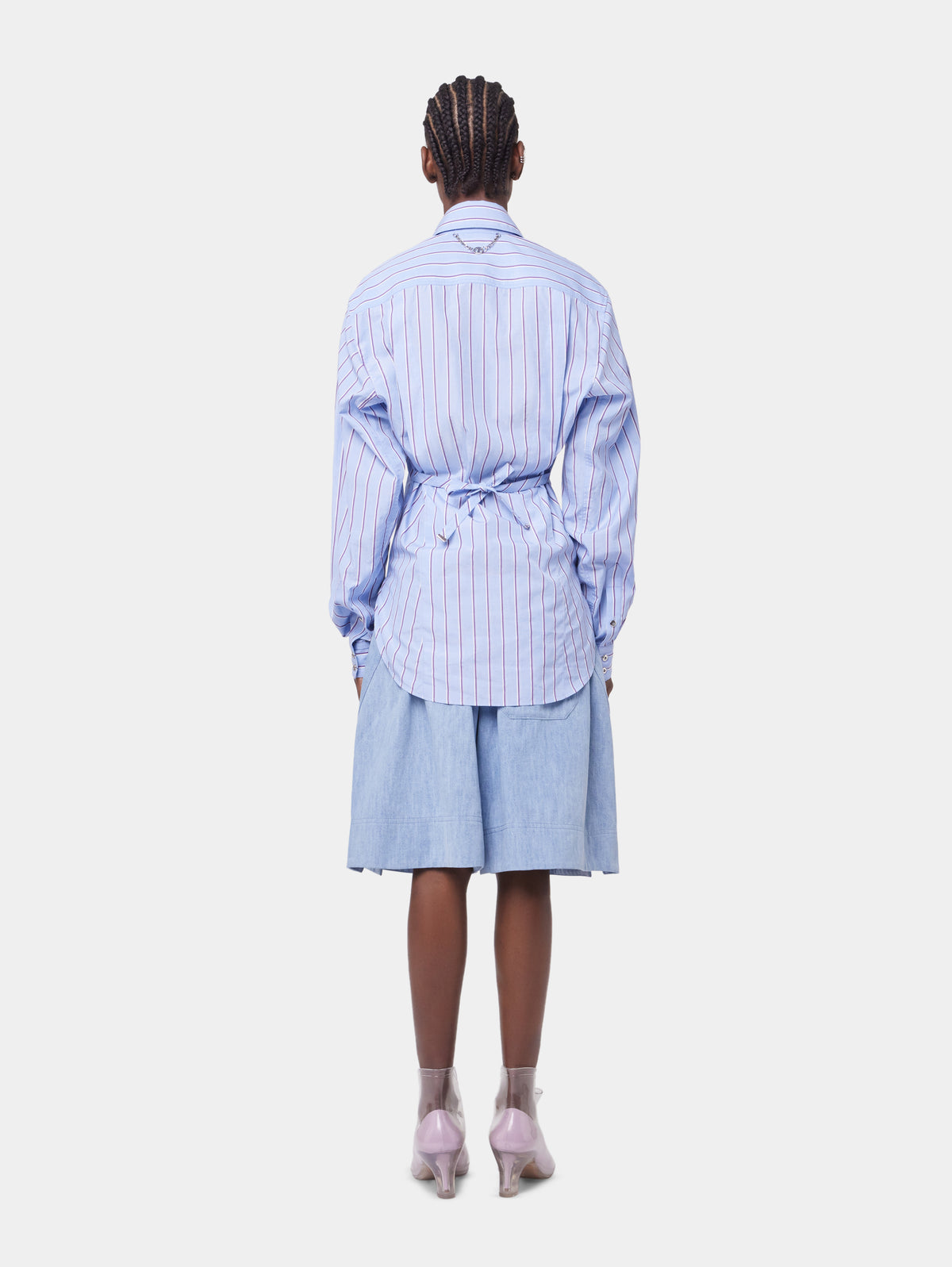 STRIPED WHITE AND BLUE SHIRT IN COTTON POPLIN position 6
