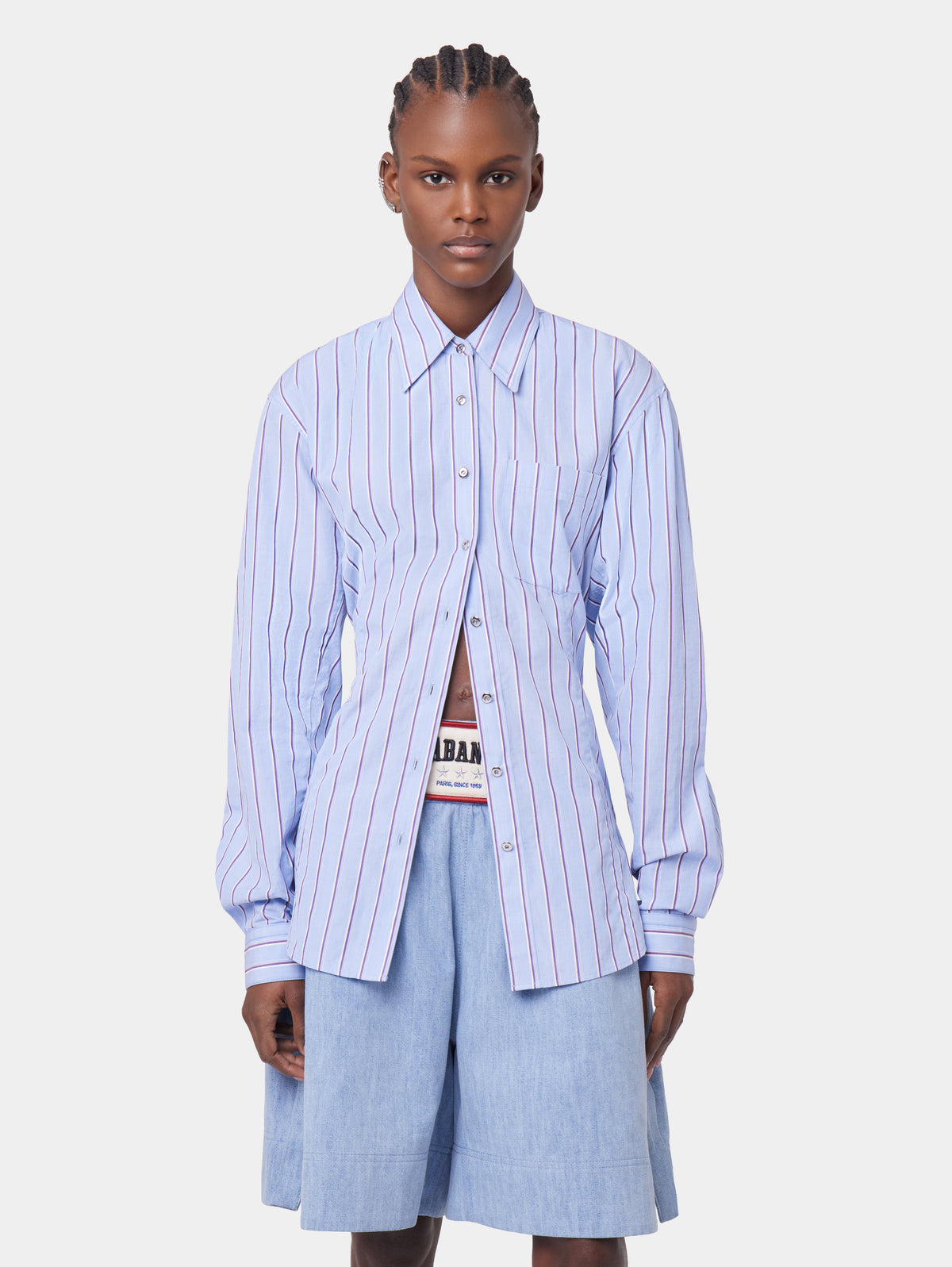 STRIPED WHITE AND BLUE SHIRT IN COTTON POPLIN position 3