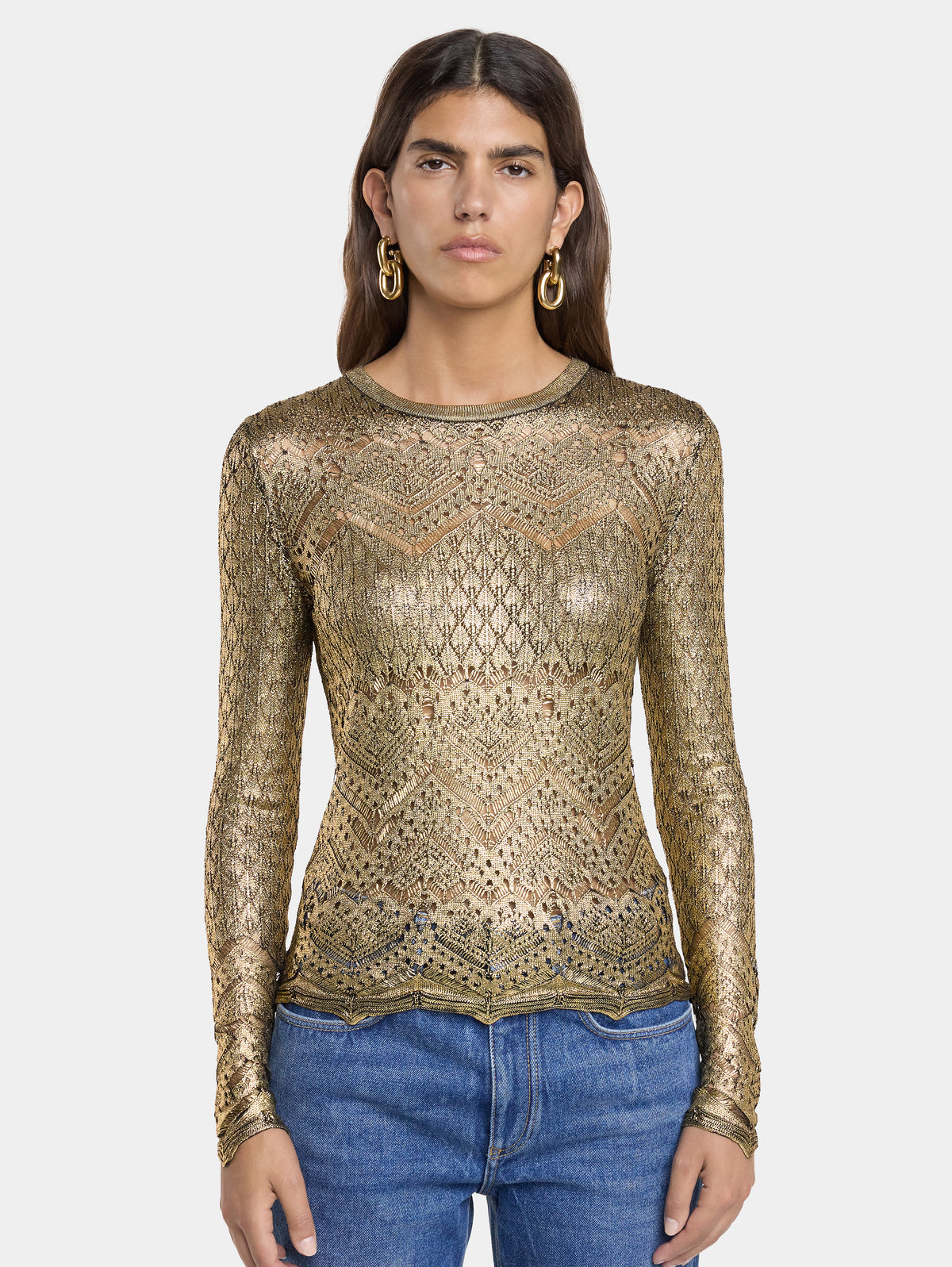 LACE-LIKE KNIT SWEATER