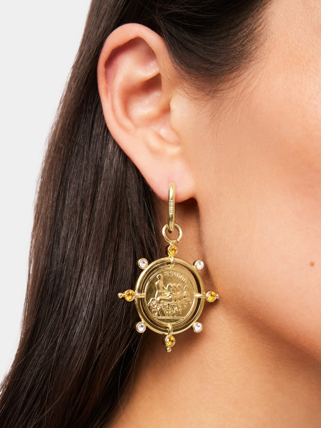 Sun Date medal earrings