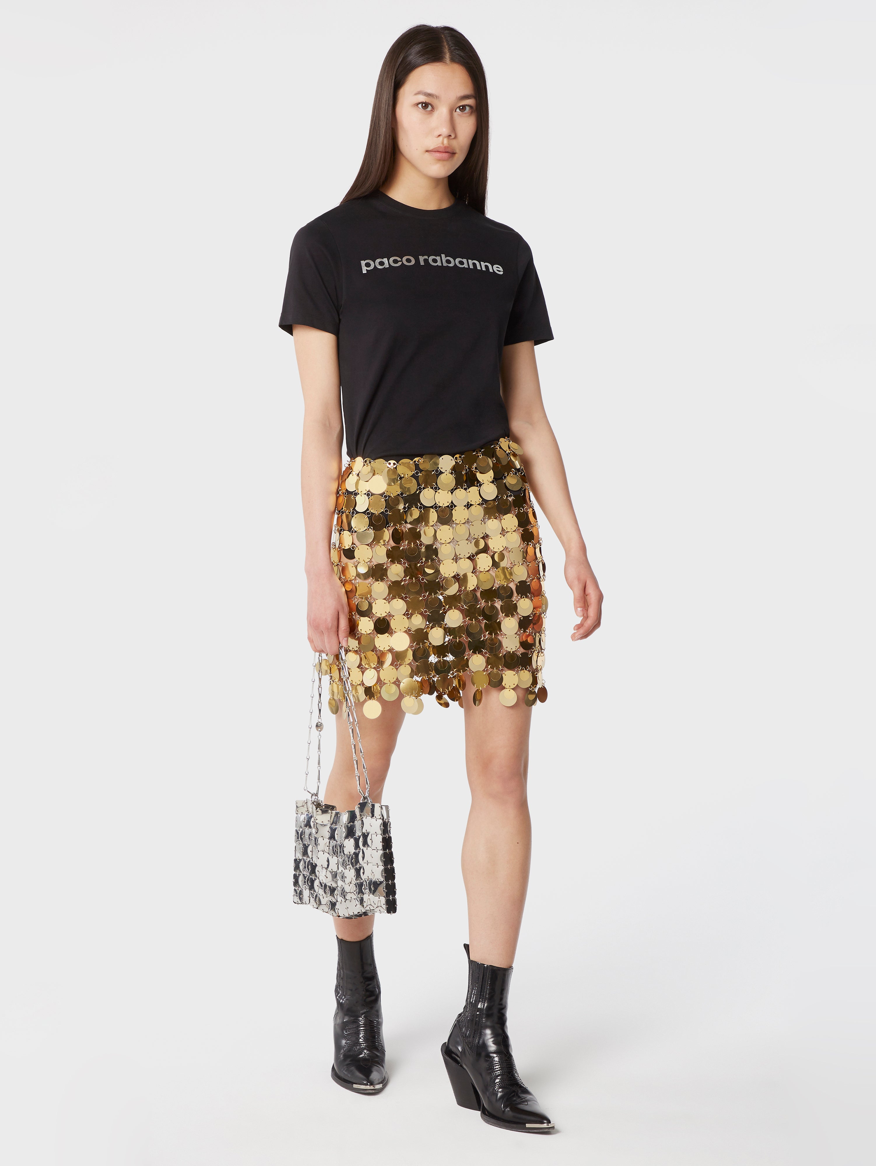 The gold sparkle discs skirt | Rabanne