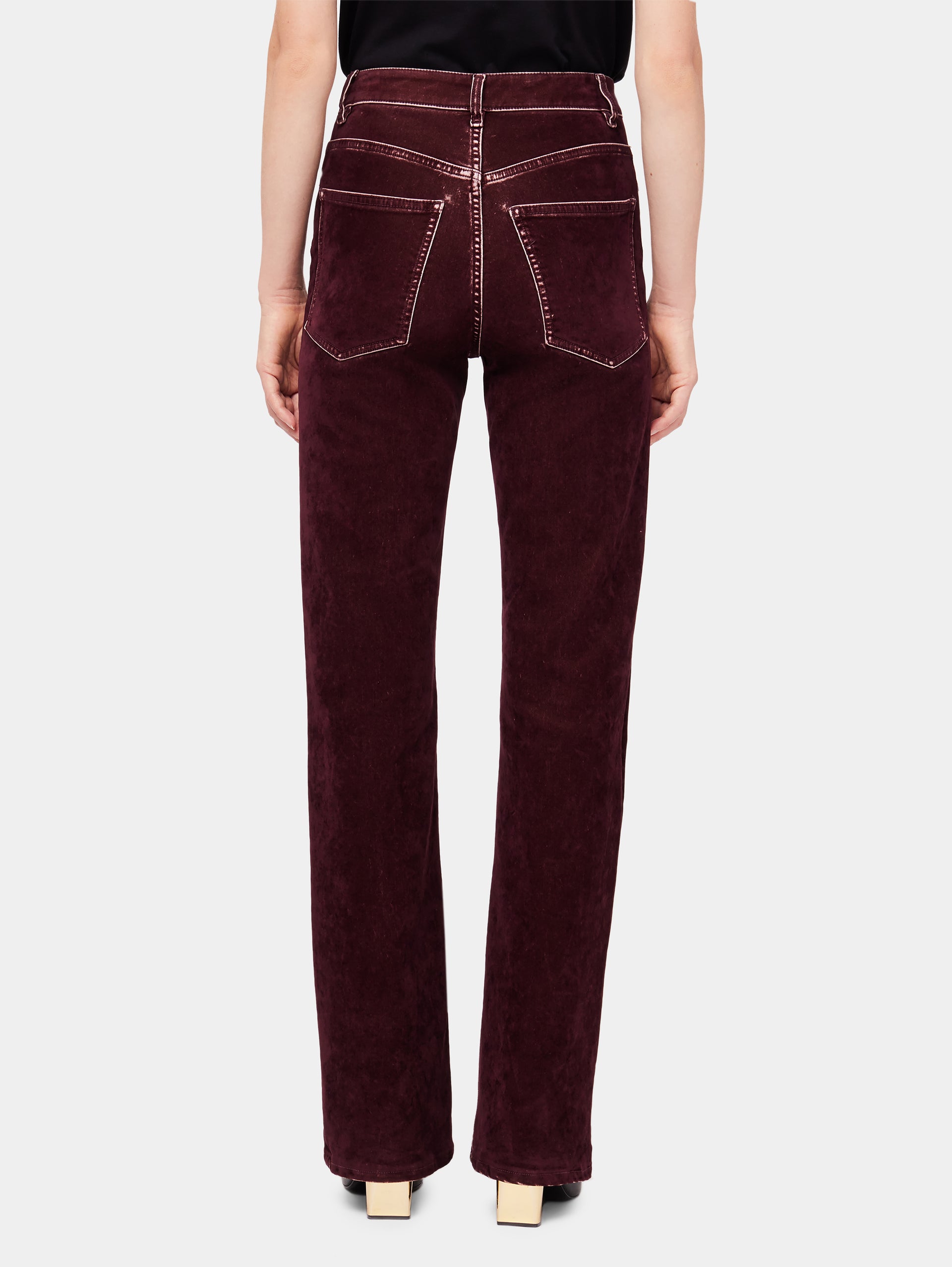 Burgundy Velvet Flare Pants (S/M) — Holy Thrift
