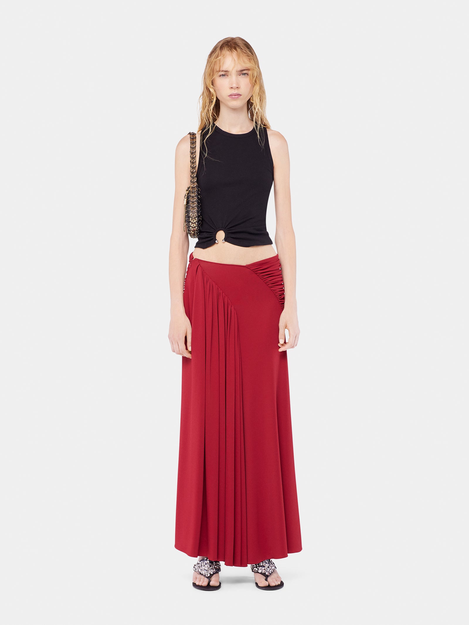 Long skirt with ruched details position 2 - Image 2