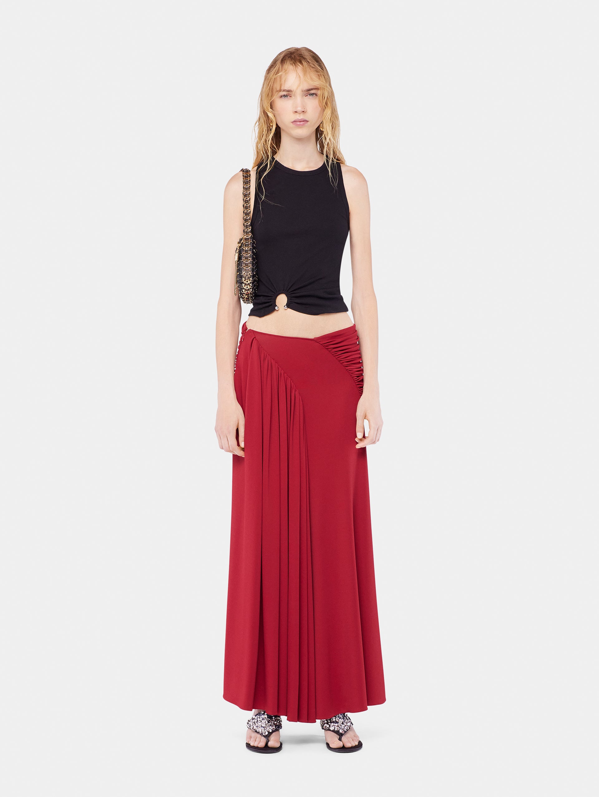 Long skirt with ruched details