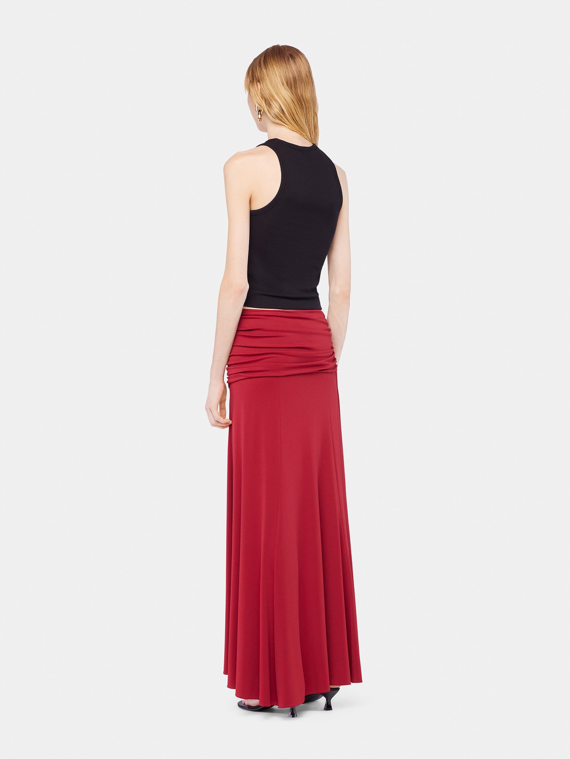 Long skirt with ruched details