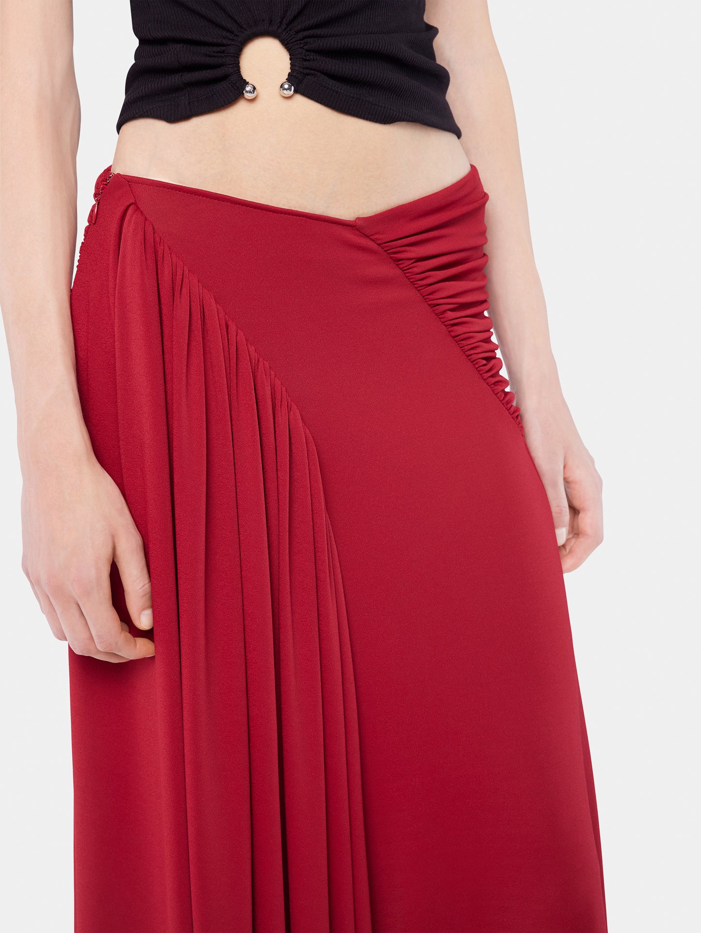 Long skirt with ruched details