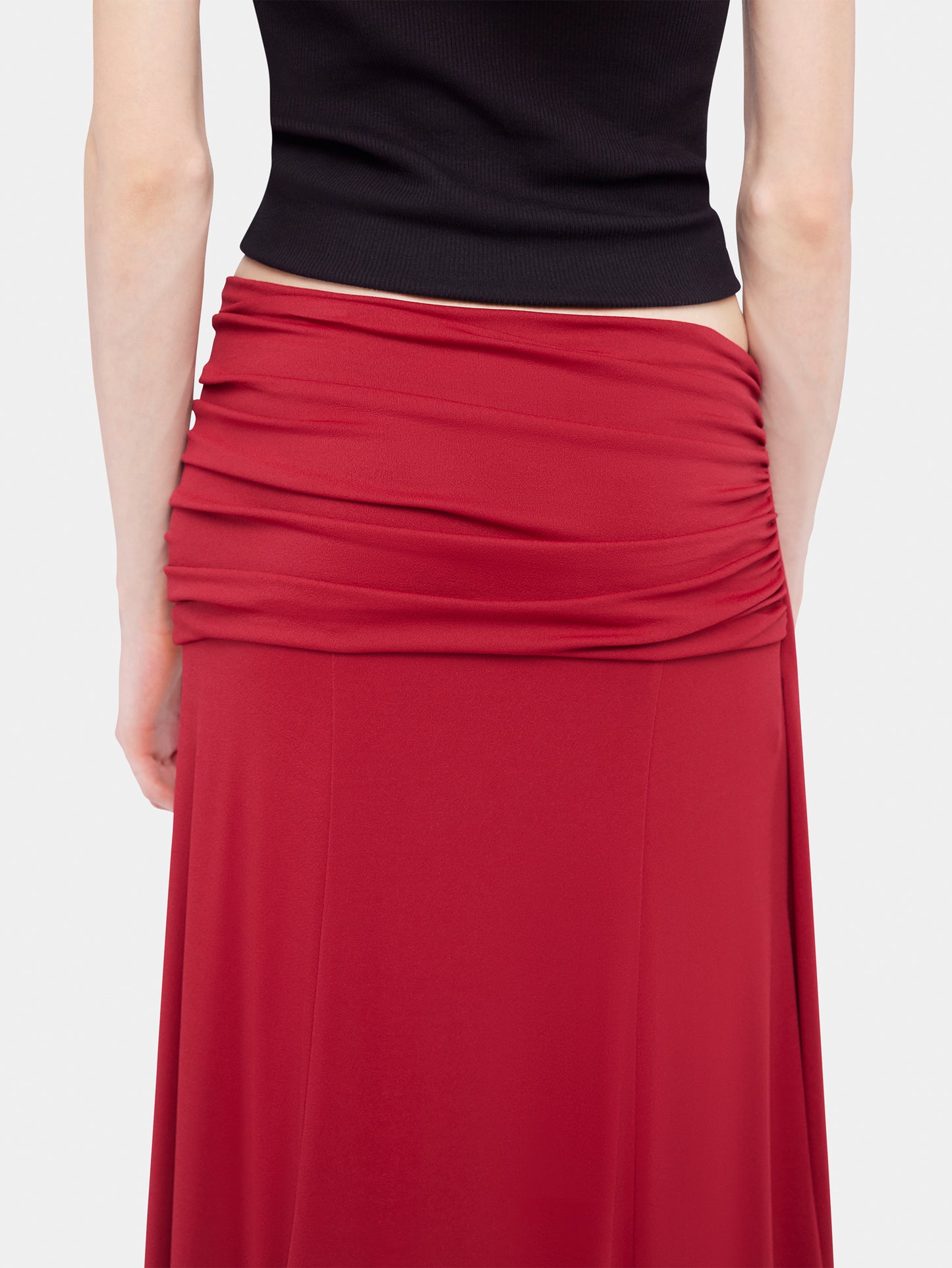 Long skirt with ruched details