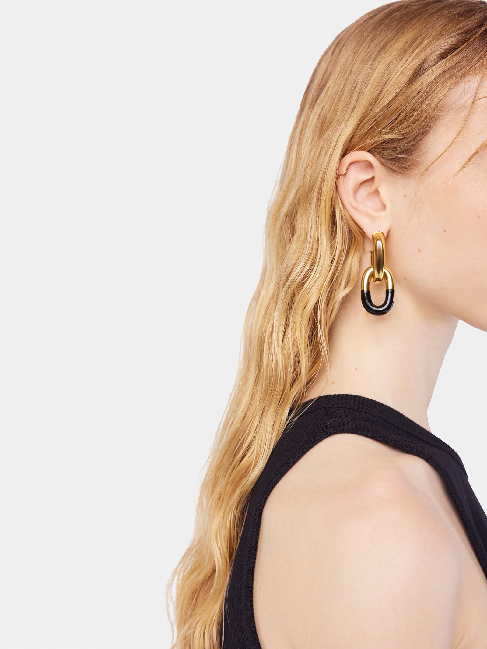 XL Link earrings black and gold position 2 - Image 2