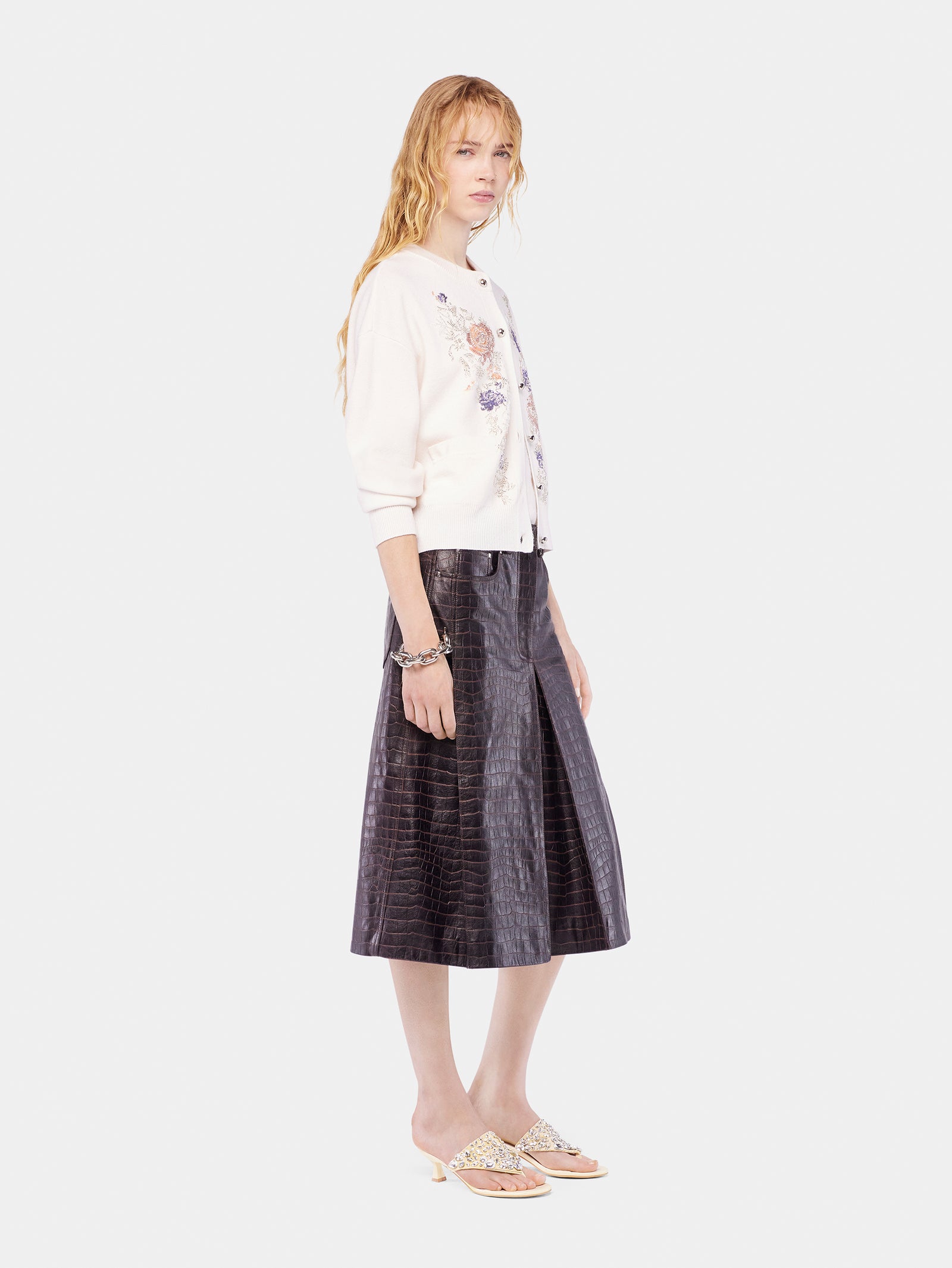 Embroidered wool cardigan position 2 - Image 2