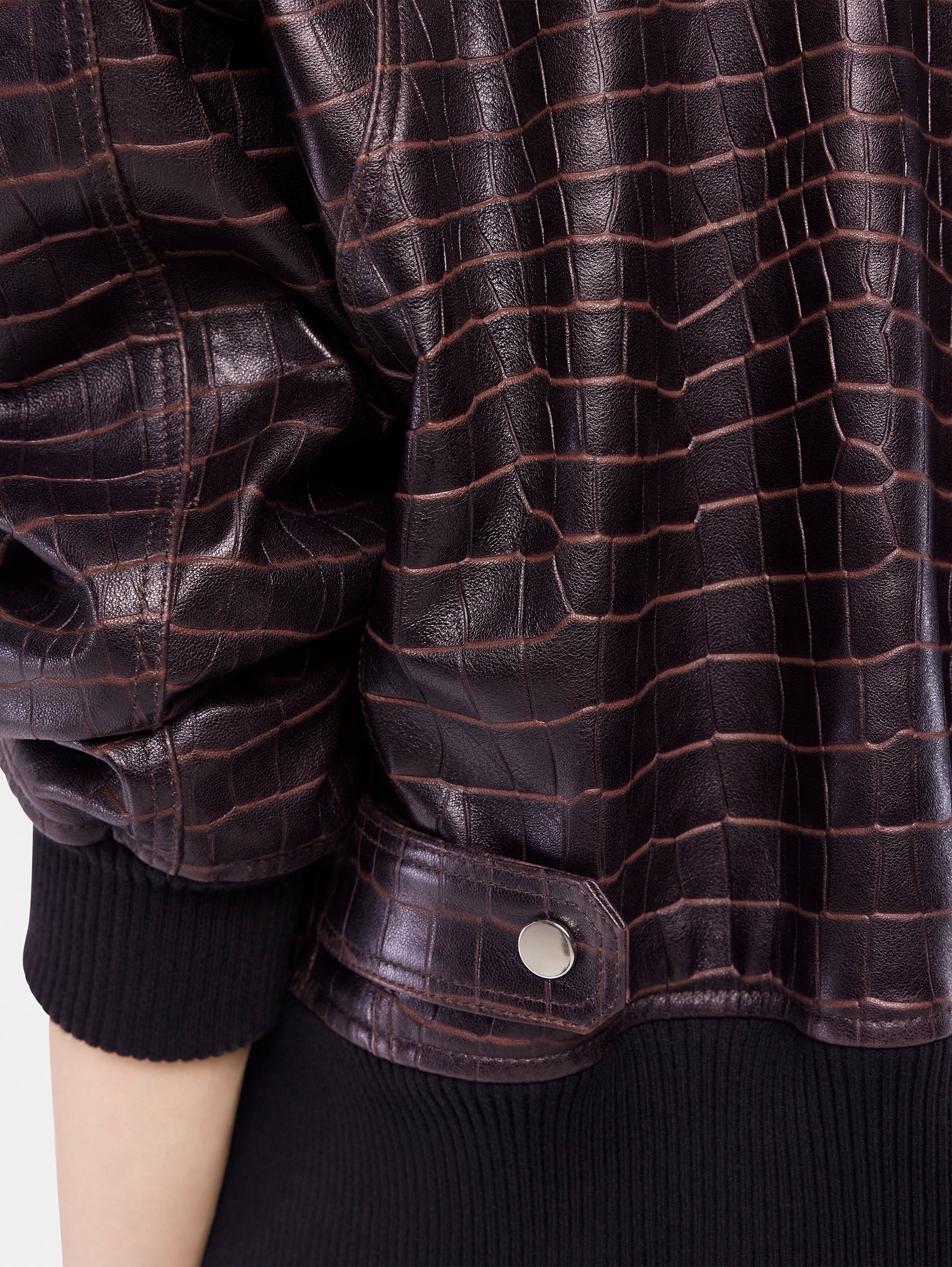 Leather bomber jacket