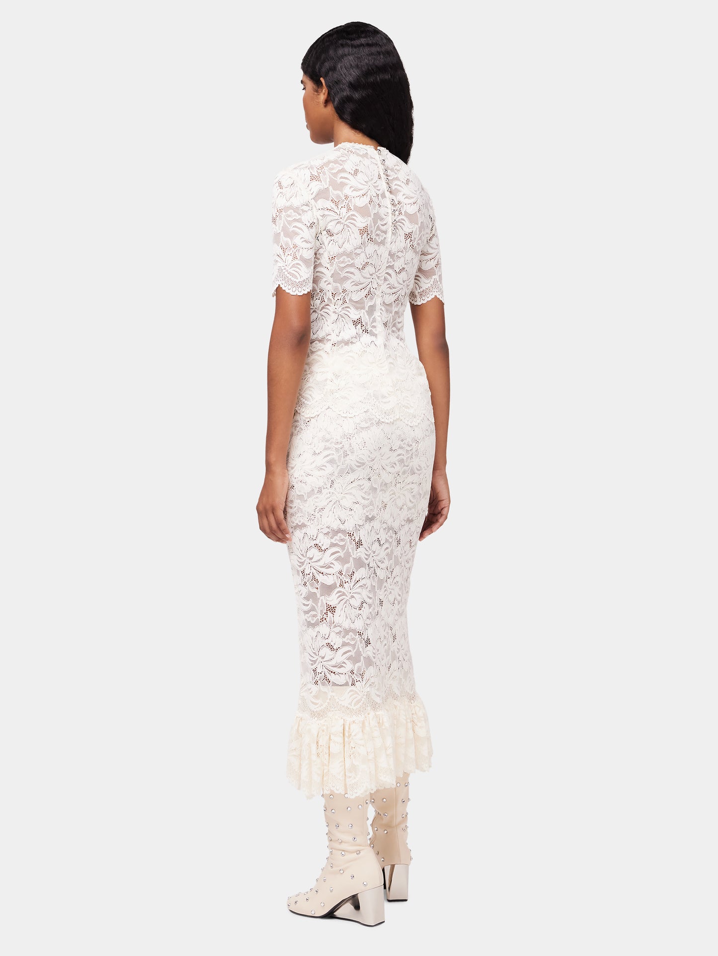 Maxi stretch lace ivory skirt