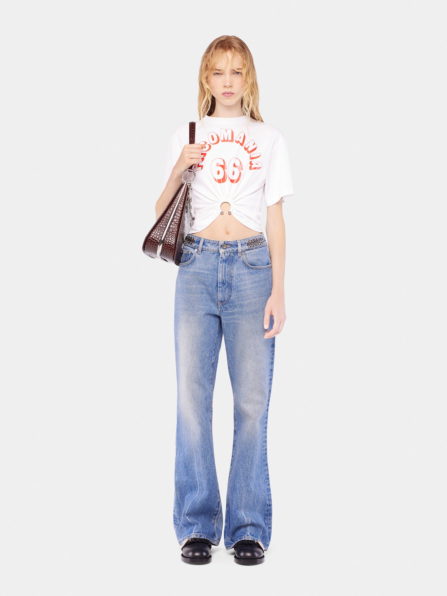 Printed cotton piercing t-shirt