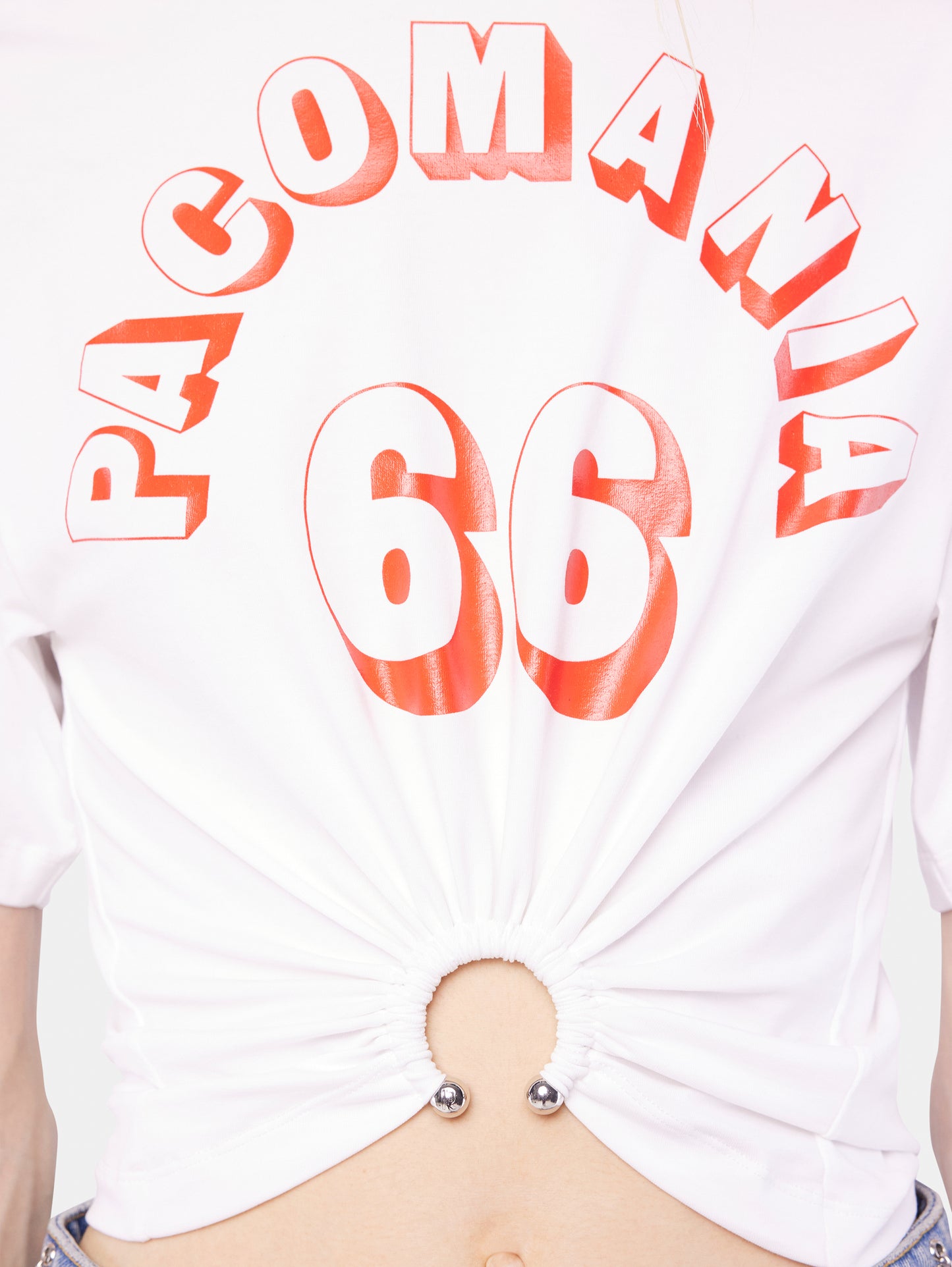 Printed cotton piercing t-shirt