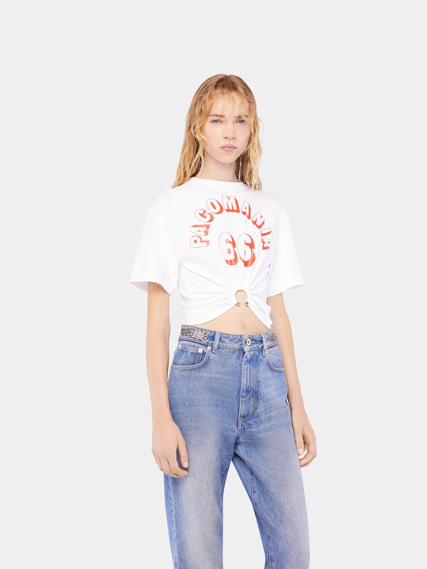 Printed cotton piercing t-shirt