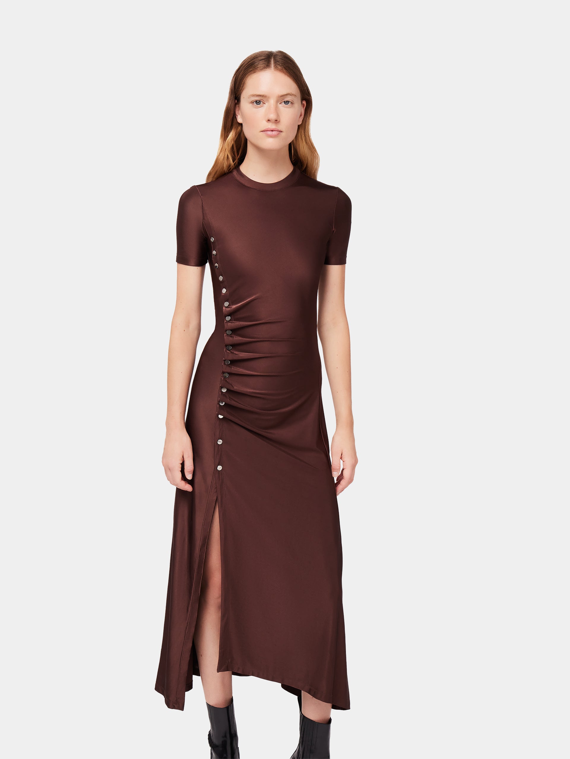 Maxi drapé chocolate dress