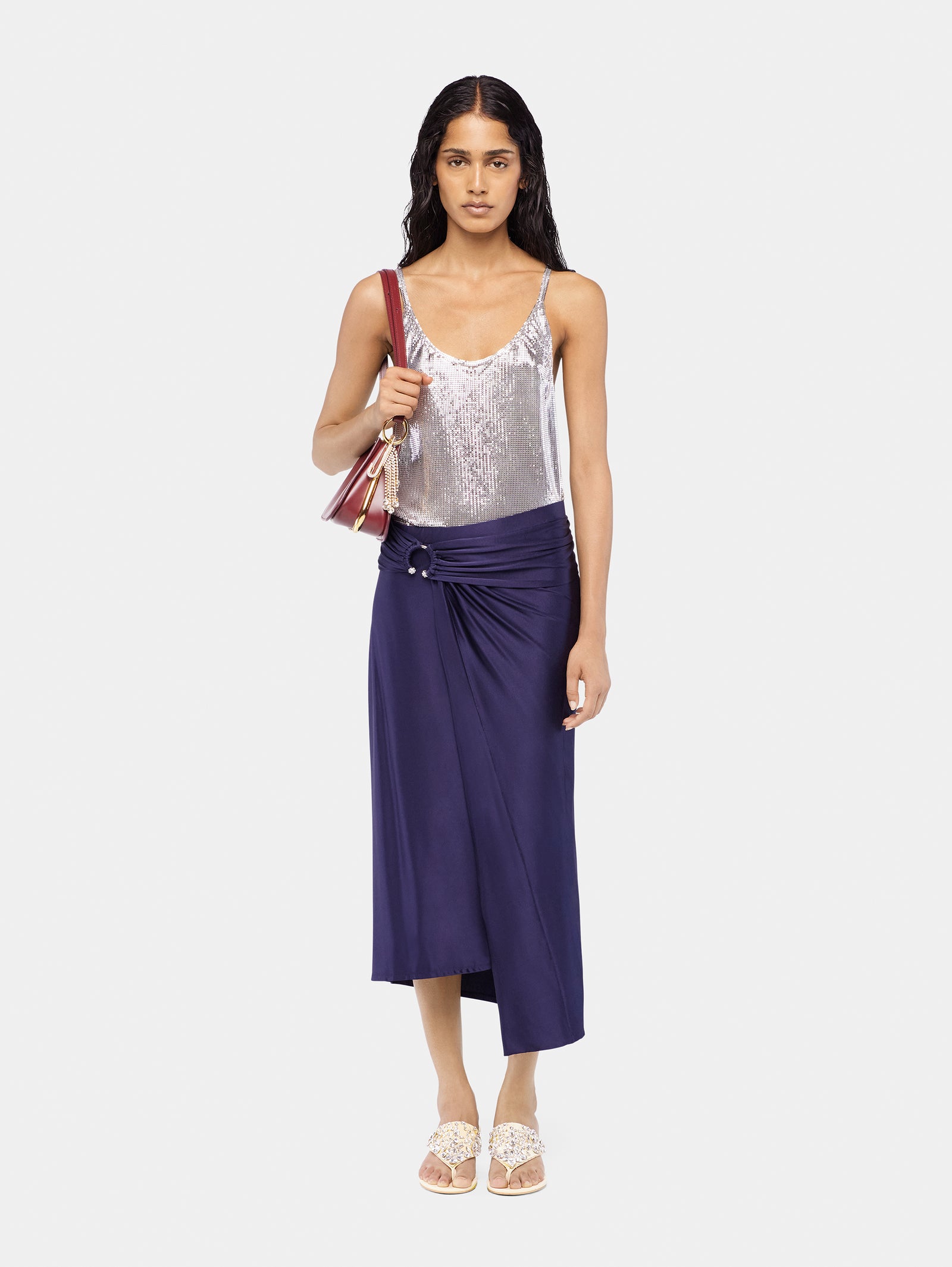 Midi piercing jersey skirt position 2 - Image 2