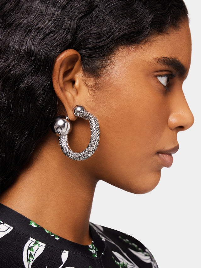 Silver Pixel tube earrings