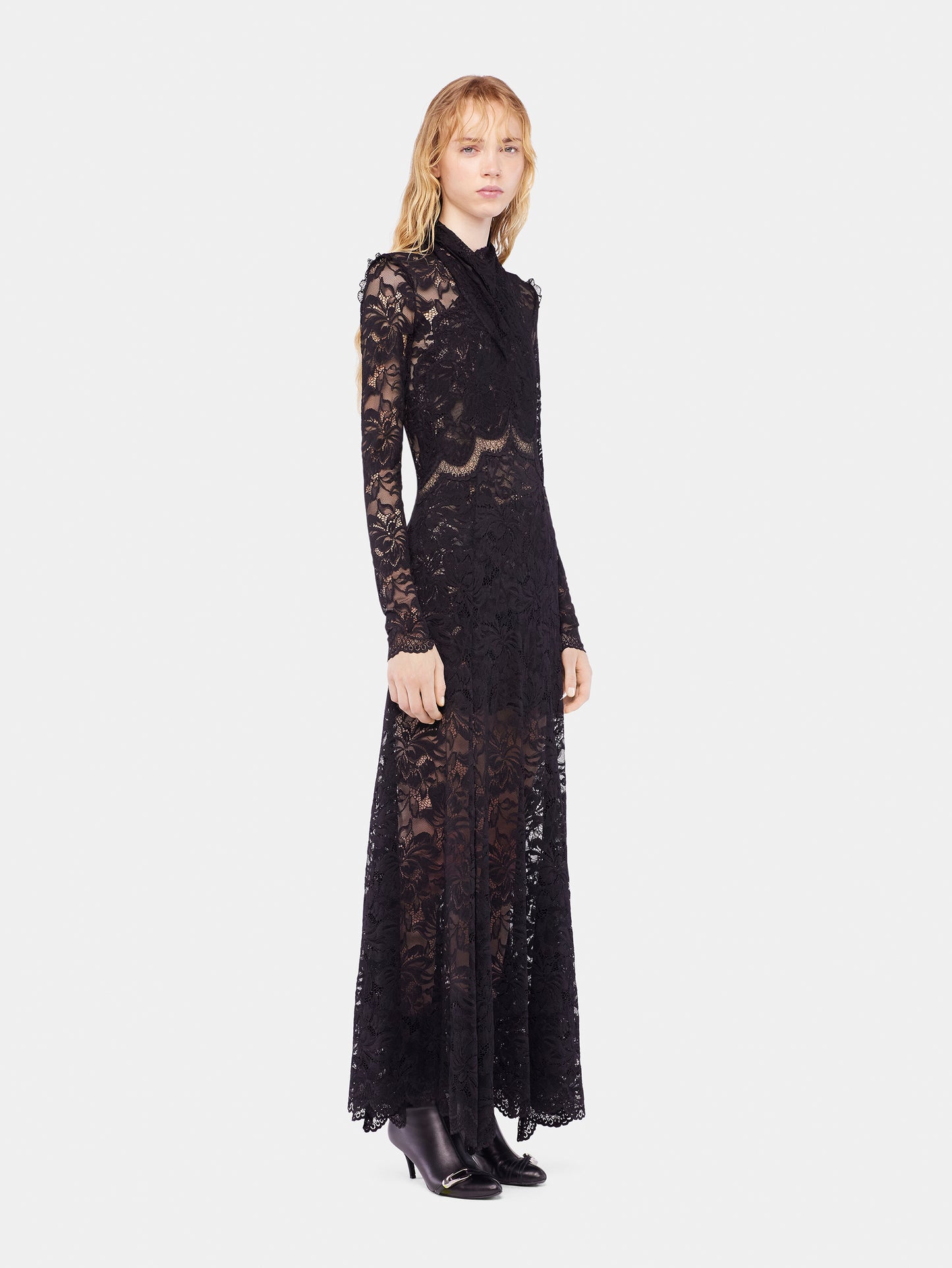 Long lace dress with cut-out details