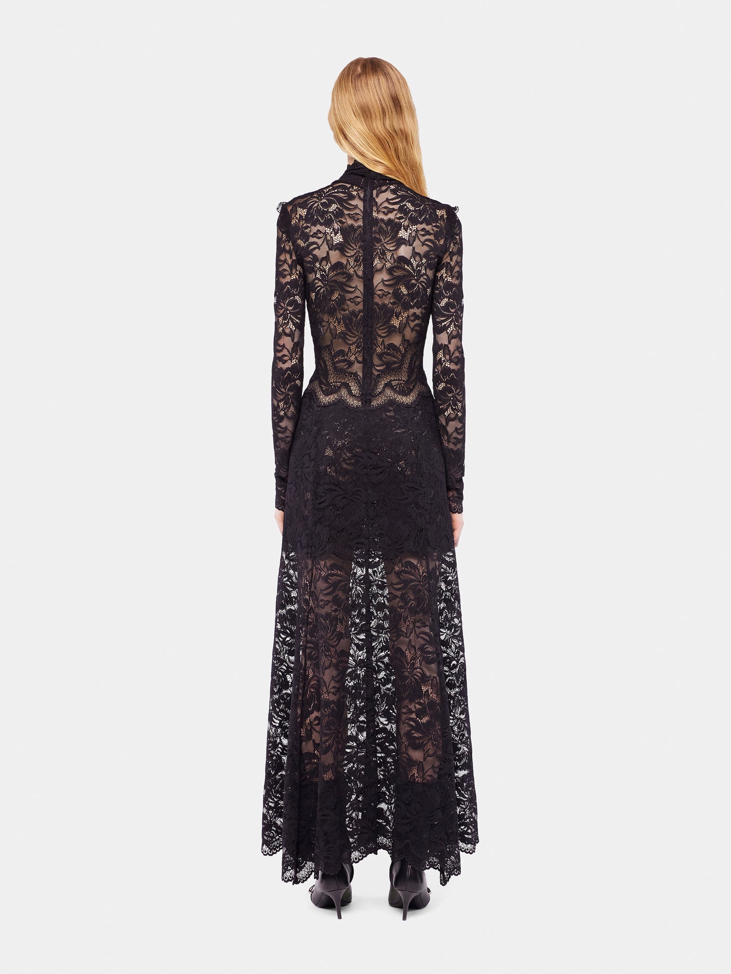 Long lace dress with cut-out details