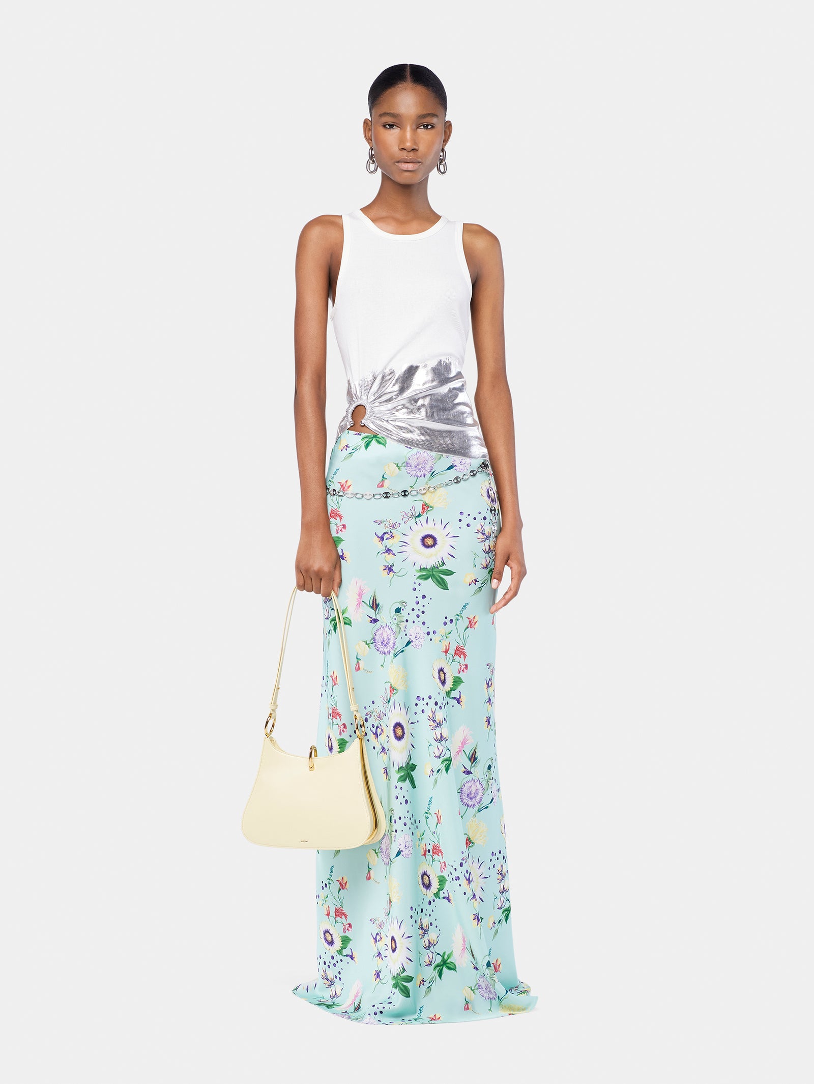 Floral patterned skirt with chain details position 2 - Image 2