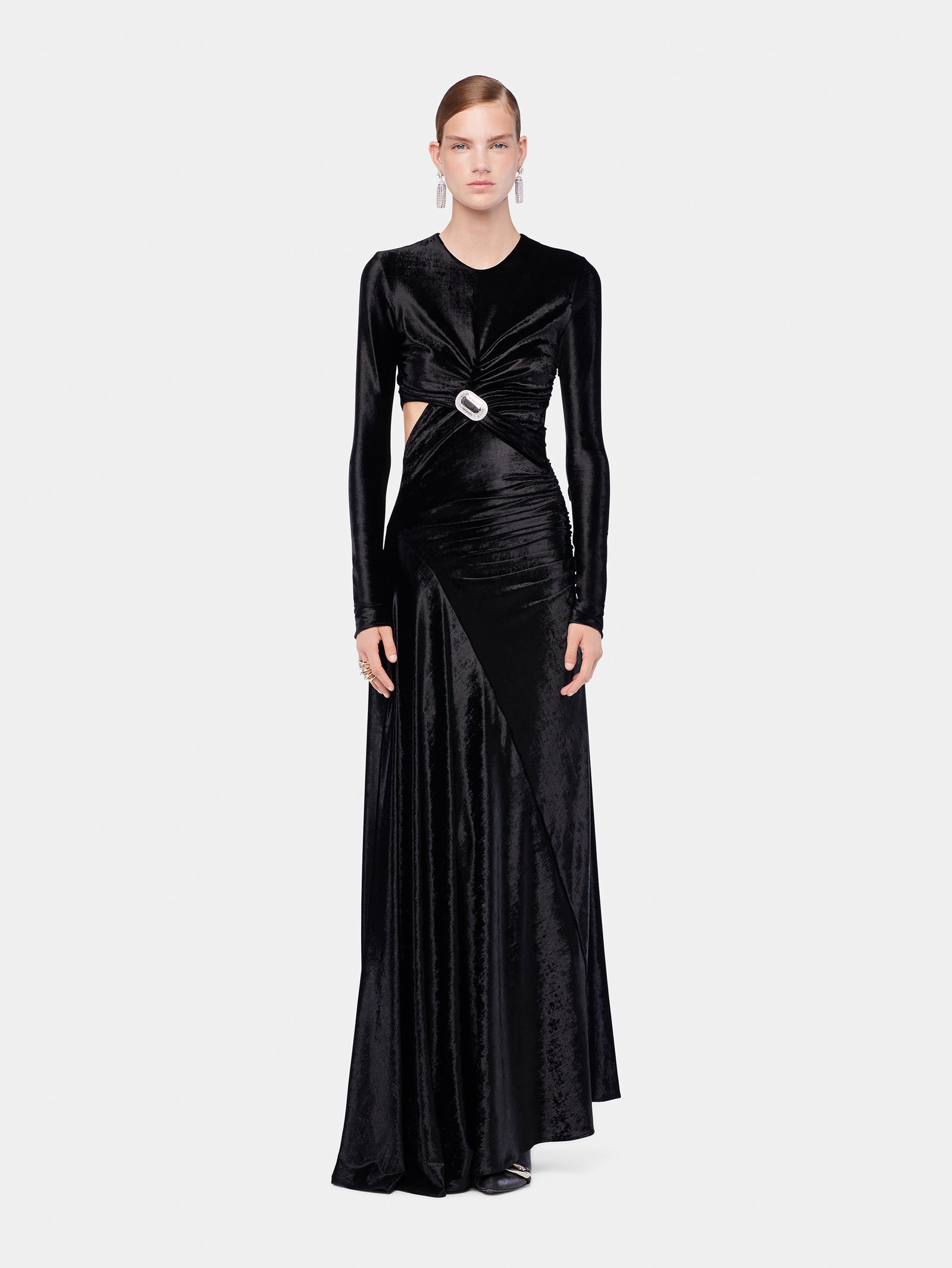 Long draped velvet dress position 2 - Image 2
