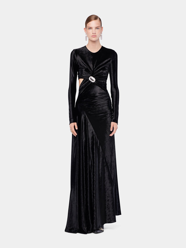 Long draped velvet dress - Image 2