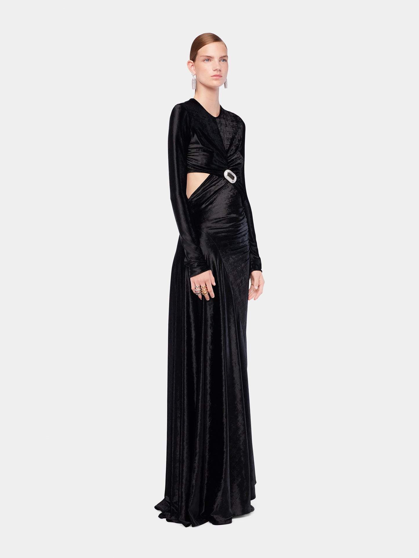 Long draped velvet dress