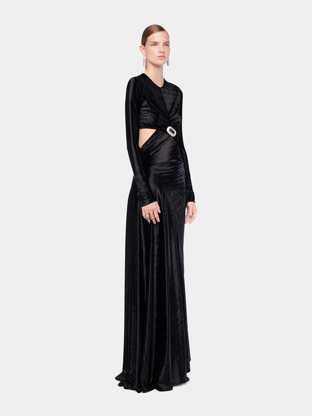 Long draped velvet dress - Image 3