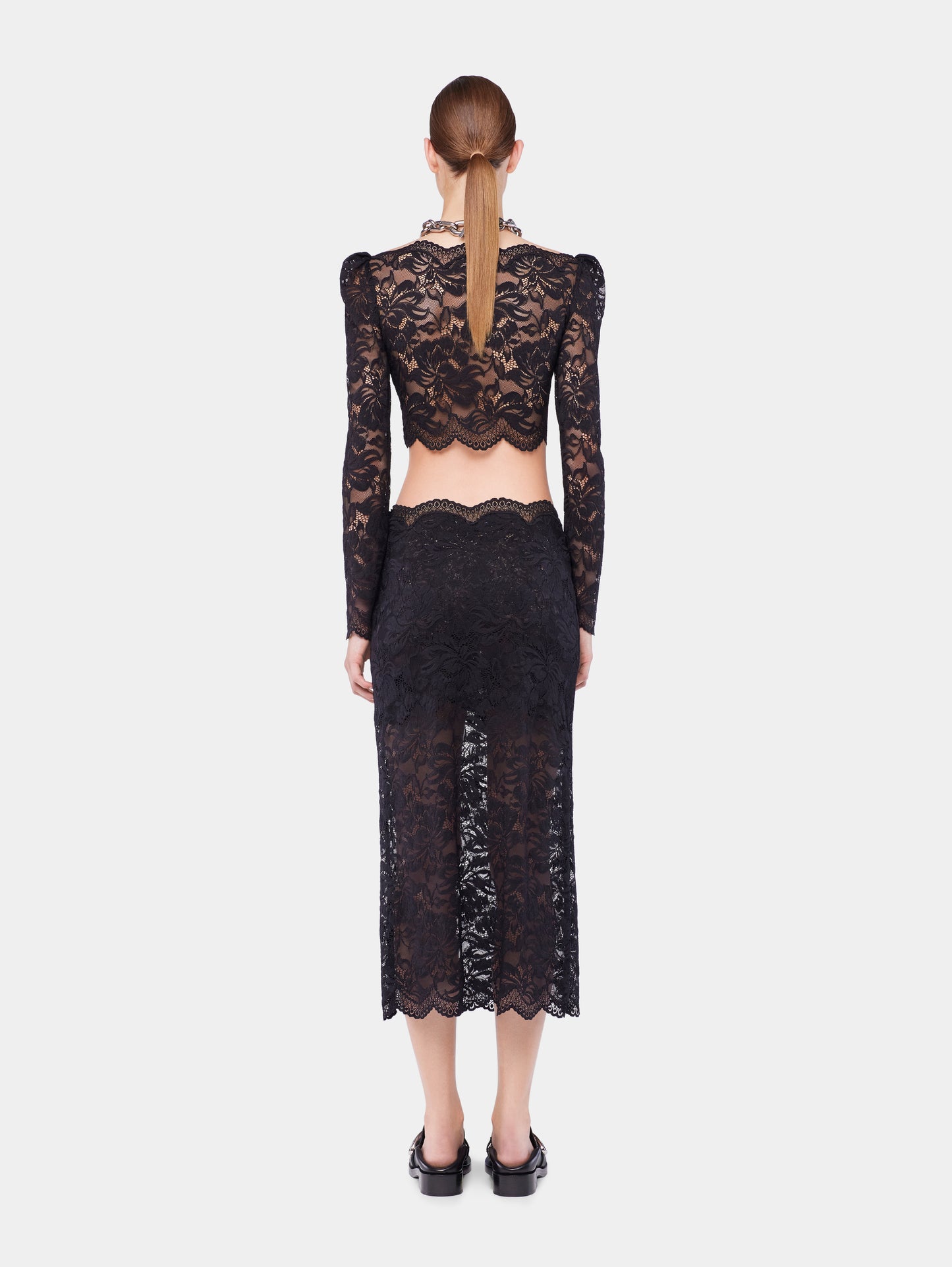 Black crop top in lace