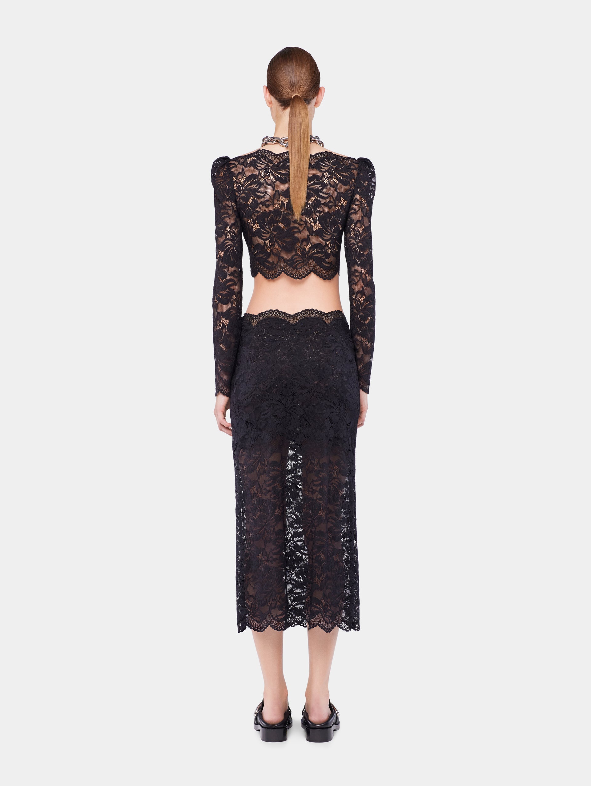 Black crop top in lace