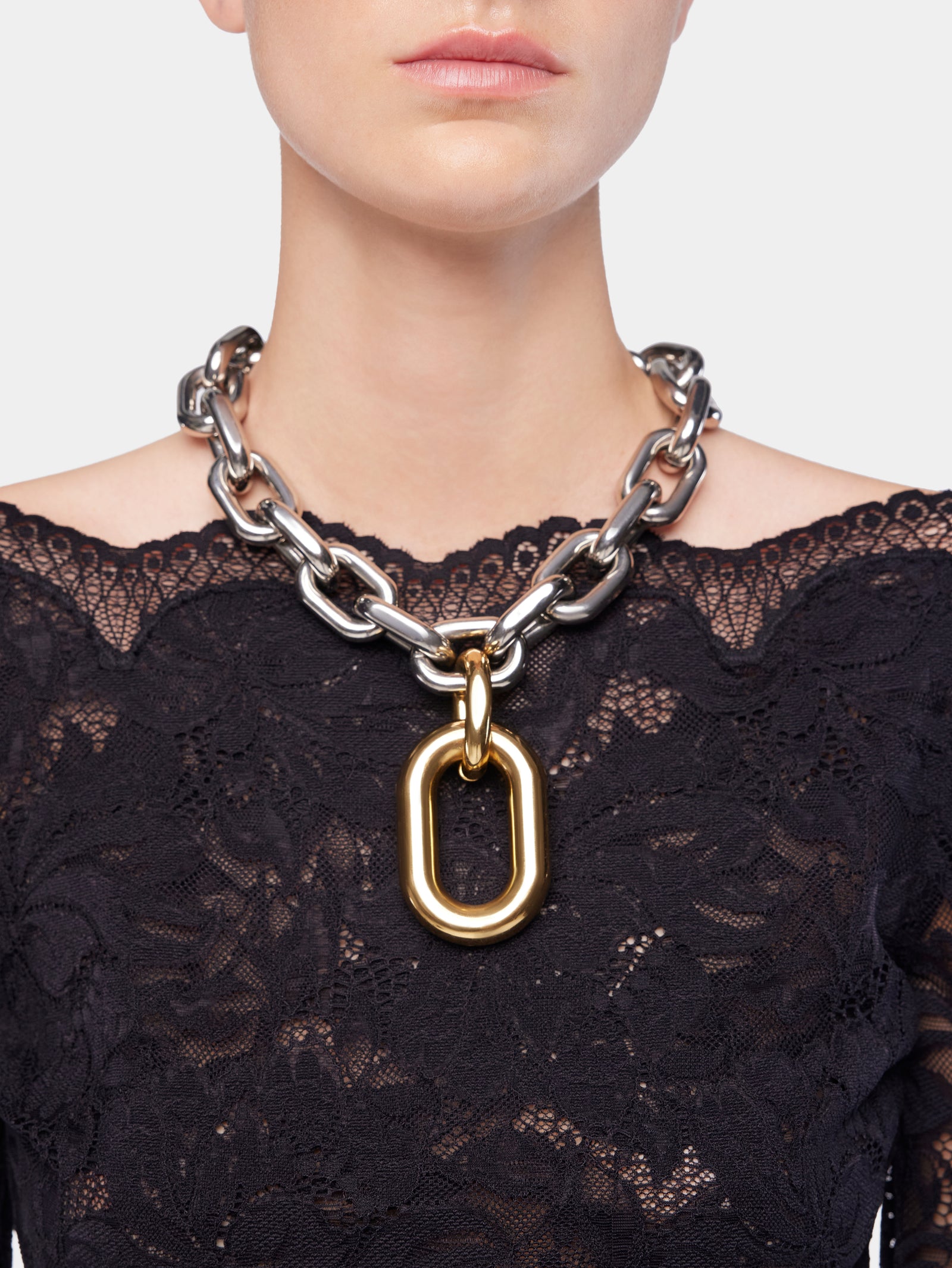 Silver/gold XL Link necklace position 2 - Image 2